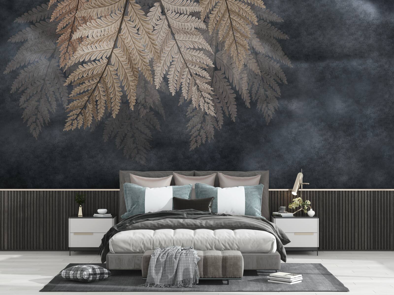 Fotobehang vallende bladeren op een donkere achtergrond