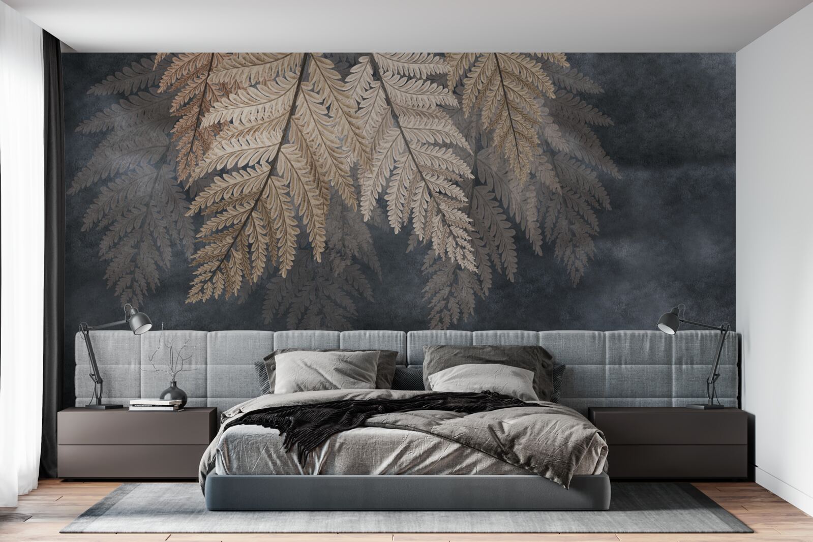 Fotobehang vallende bladeren op een donkere achtergrond