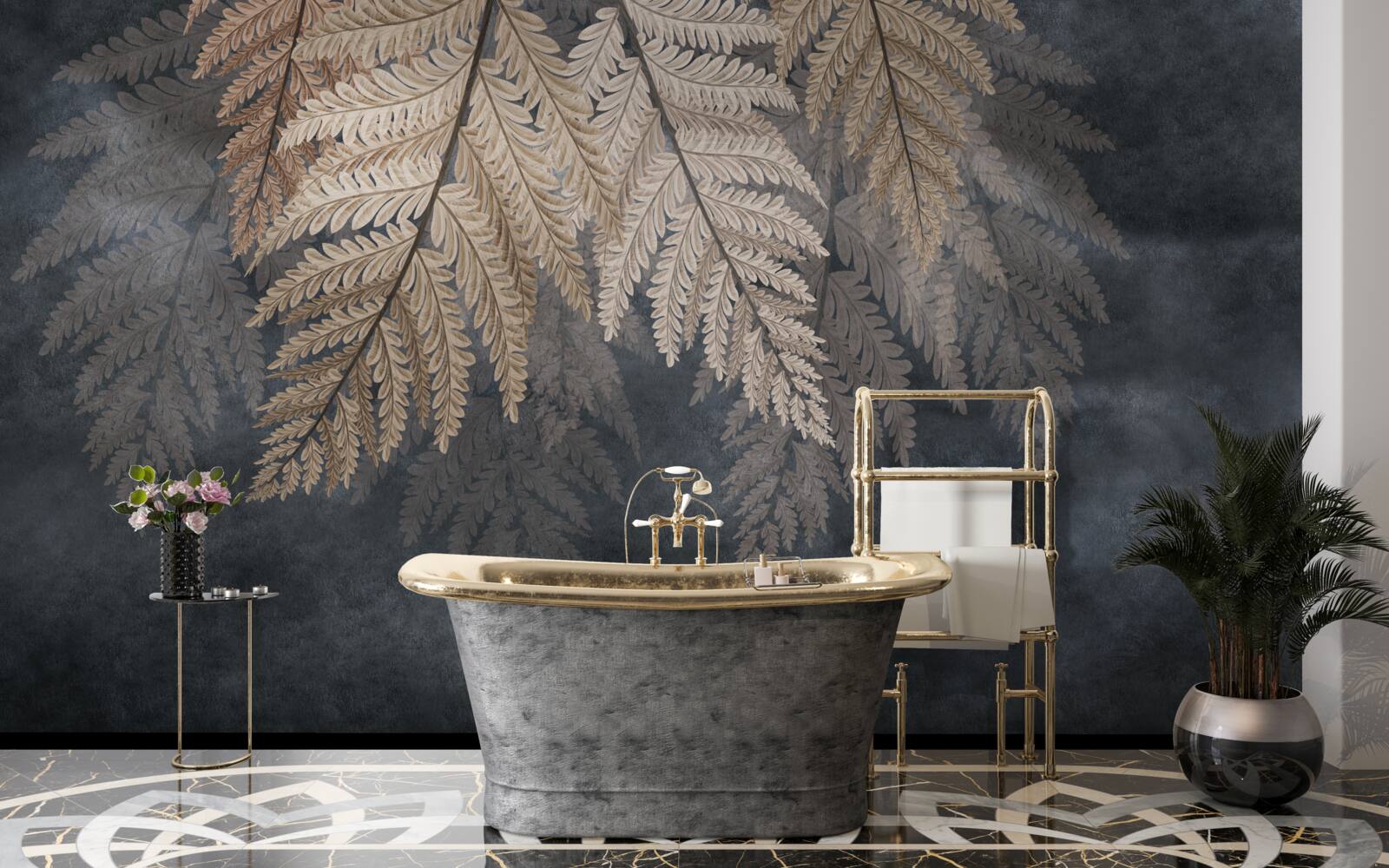 Fotobehang vallende bladeren op een donkere achtergrond