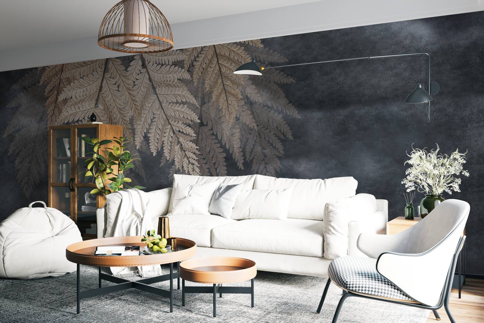 Fotobehang vallende bladeren op een donkere achtergrond