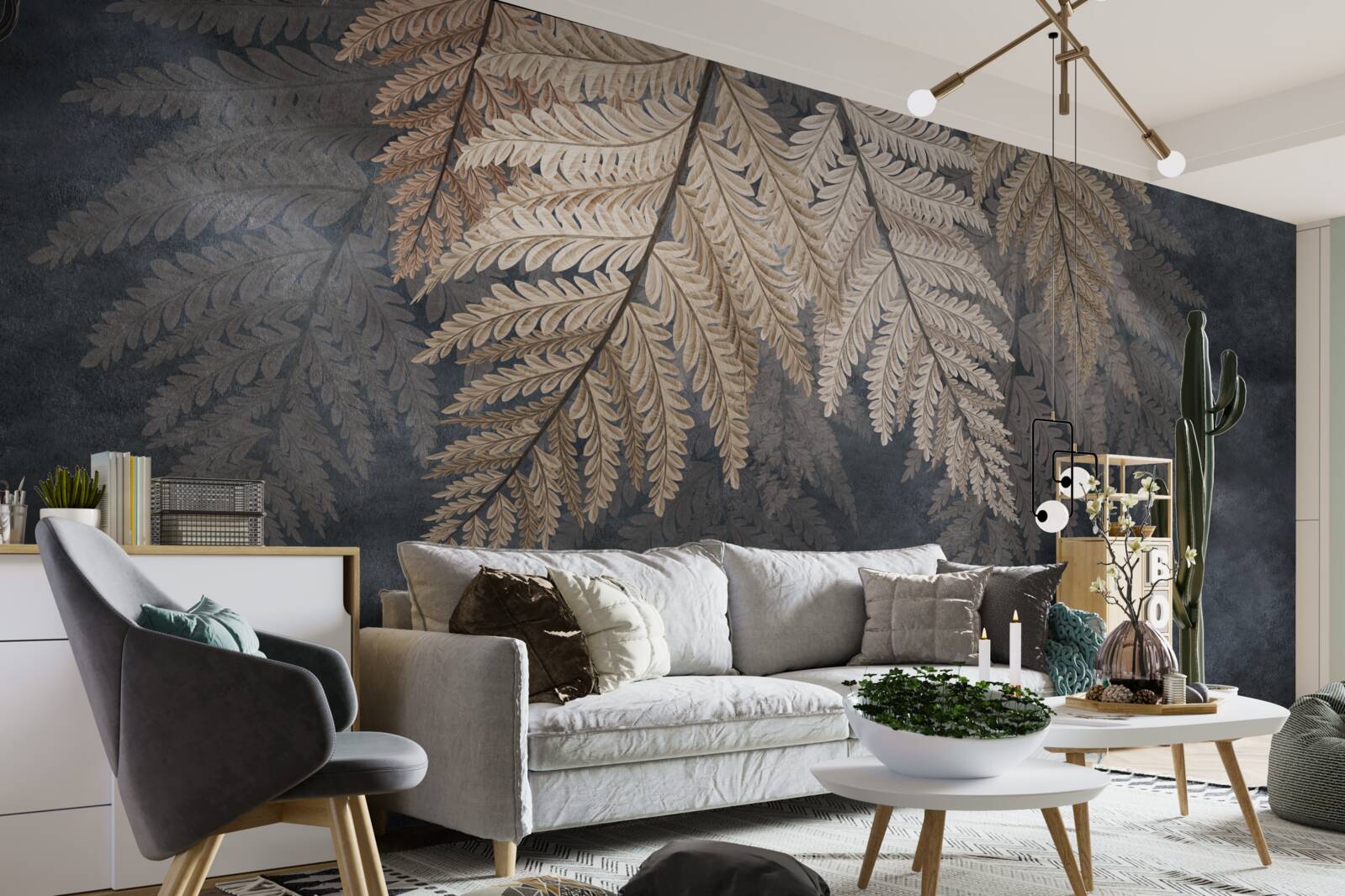 Fotobehang vallende bladeren op een donkere achtergrond