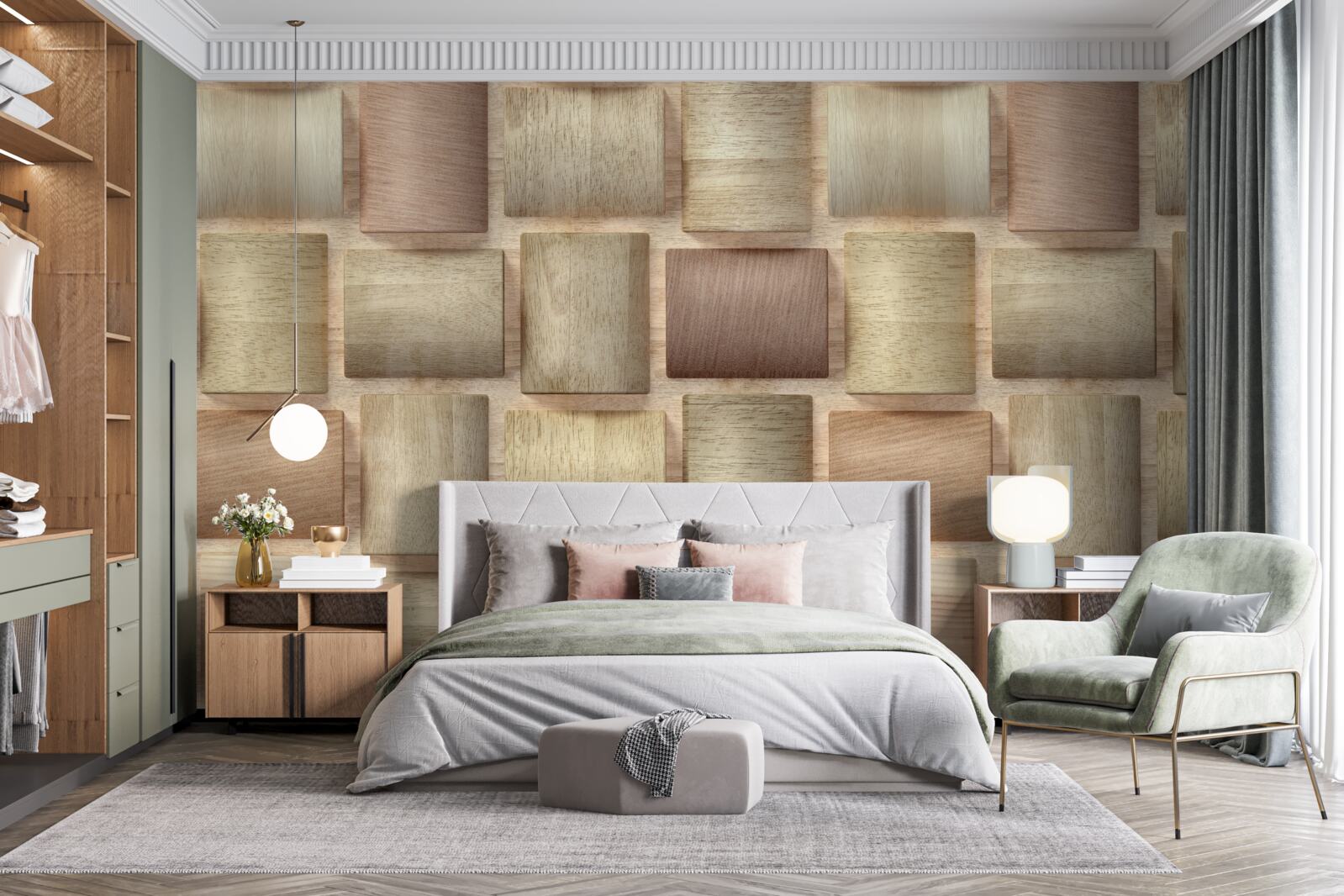 Fotobehang volumerechten in verschillende kleuren