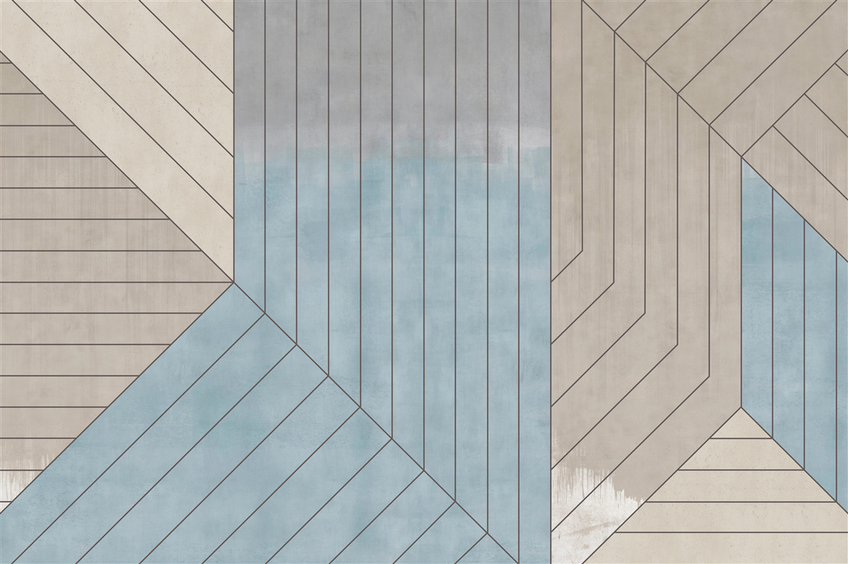 Fotobehang blauwachtige en vage lijnen