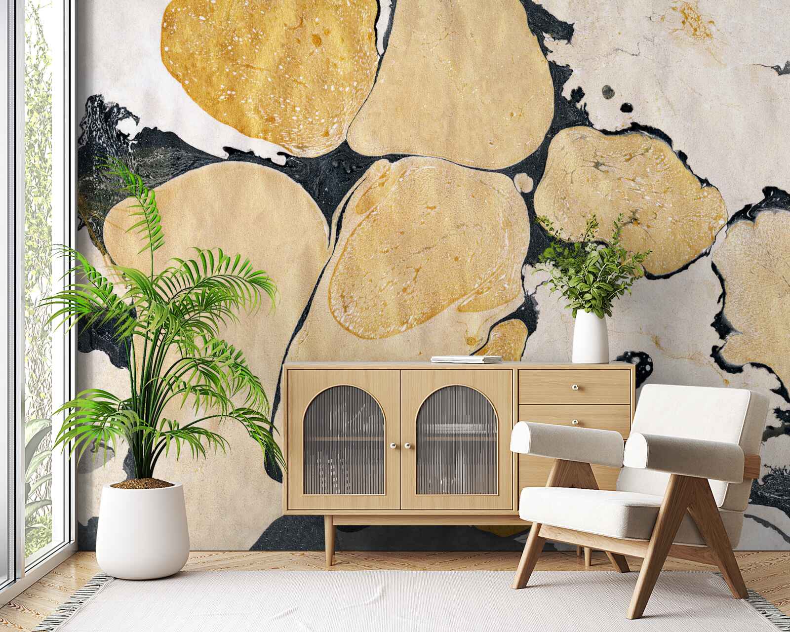 Fotobehang vlekken in wit, zwart en bruin