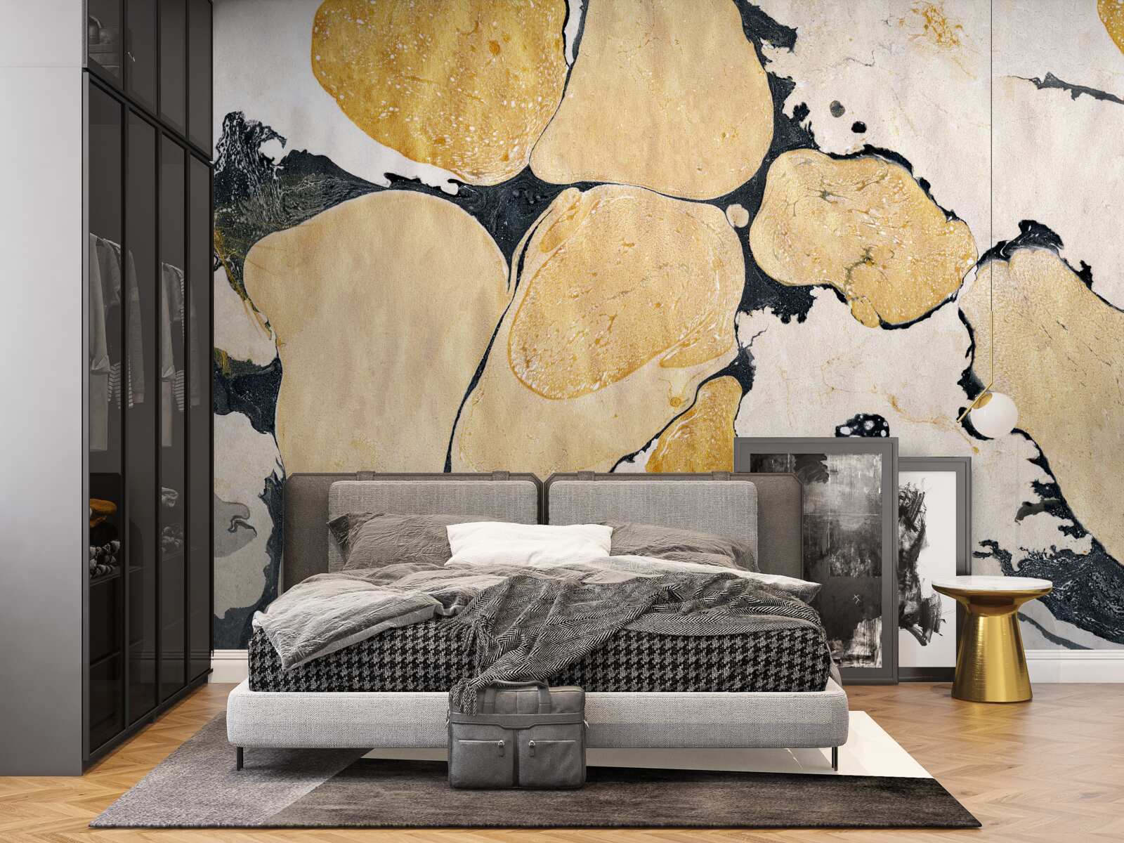 Fotobehang vlekken in wit, zwart en bruin