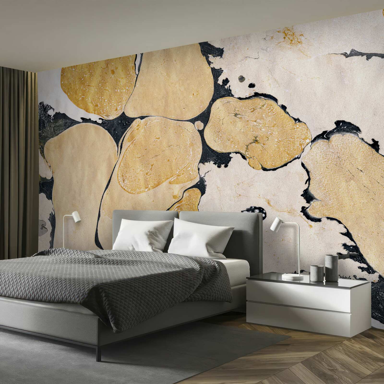 Fotobehang vlekken in wit, zwart en bruin