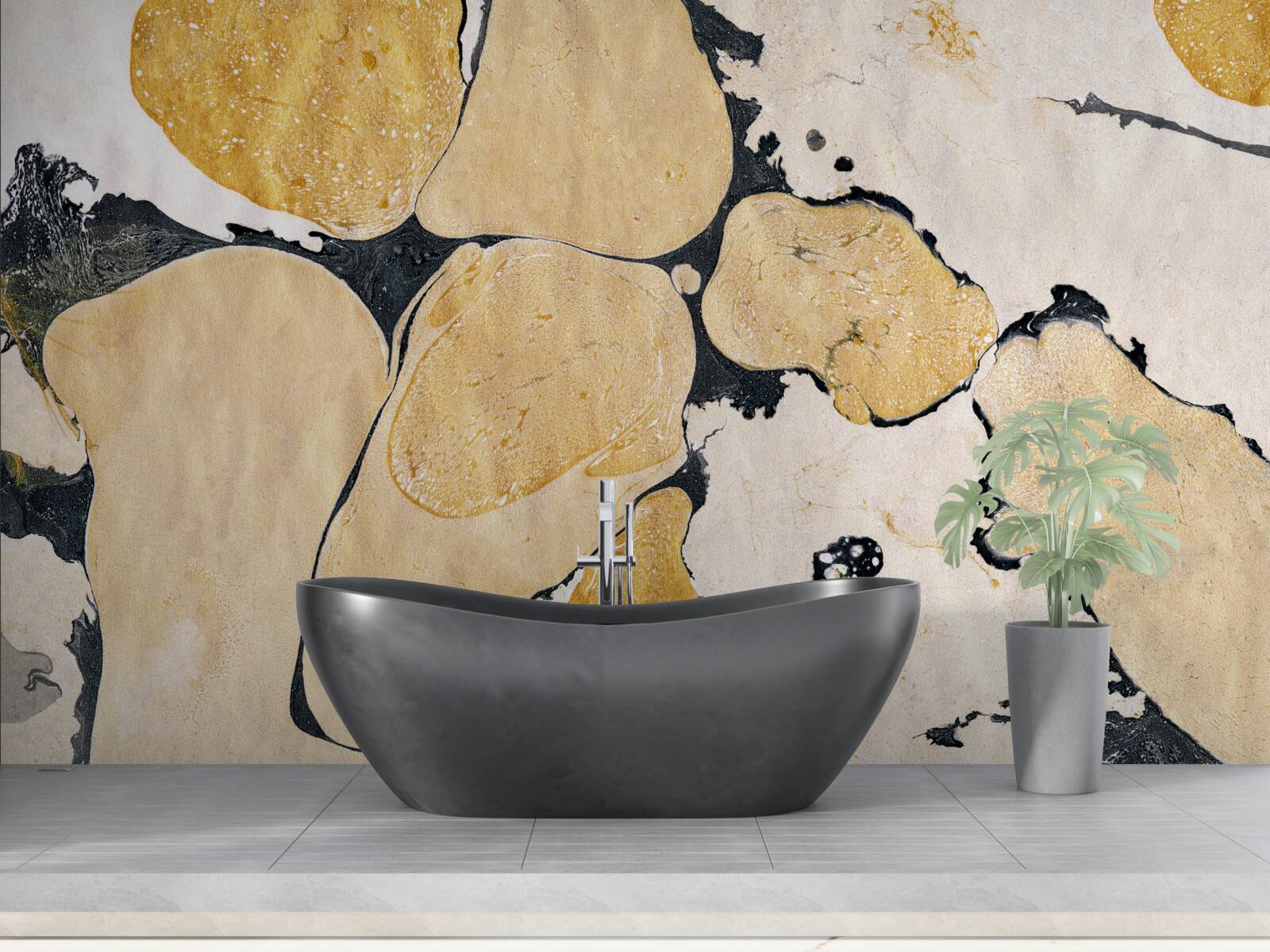 Fotobehang vlekken in wit, zwart en bruin