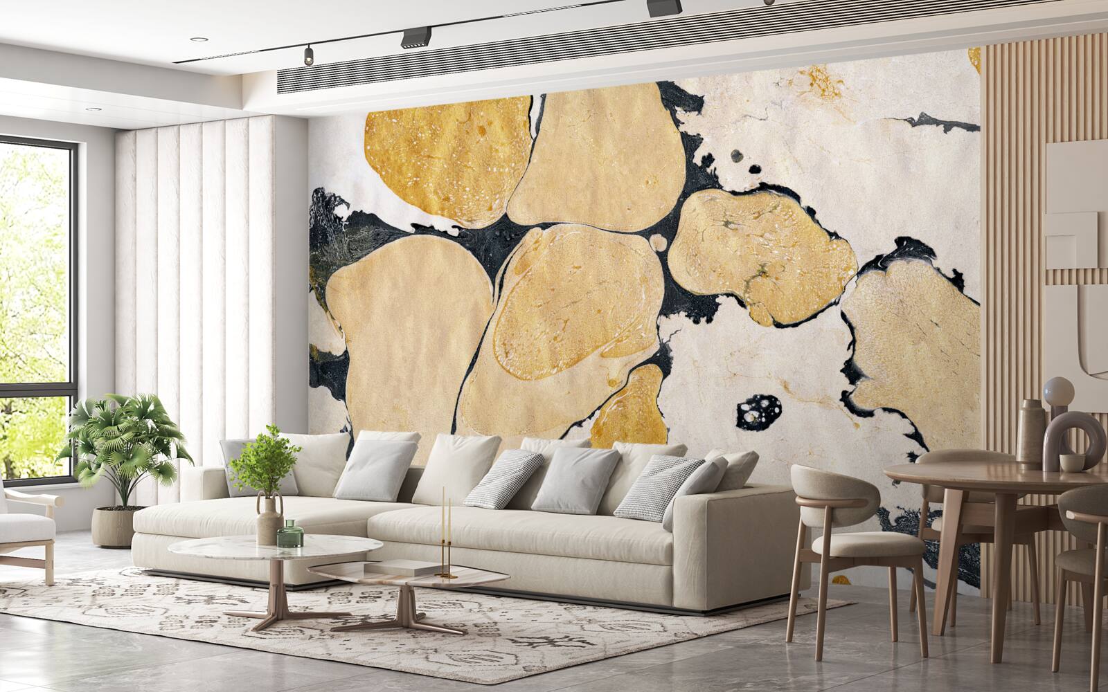 Fotobehang vlekken in wit, zwart en bruin