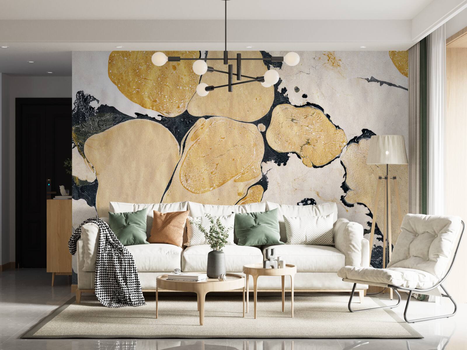 Fotobehang vlekken in wit, zwart en bruin