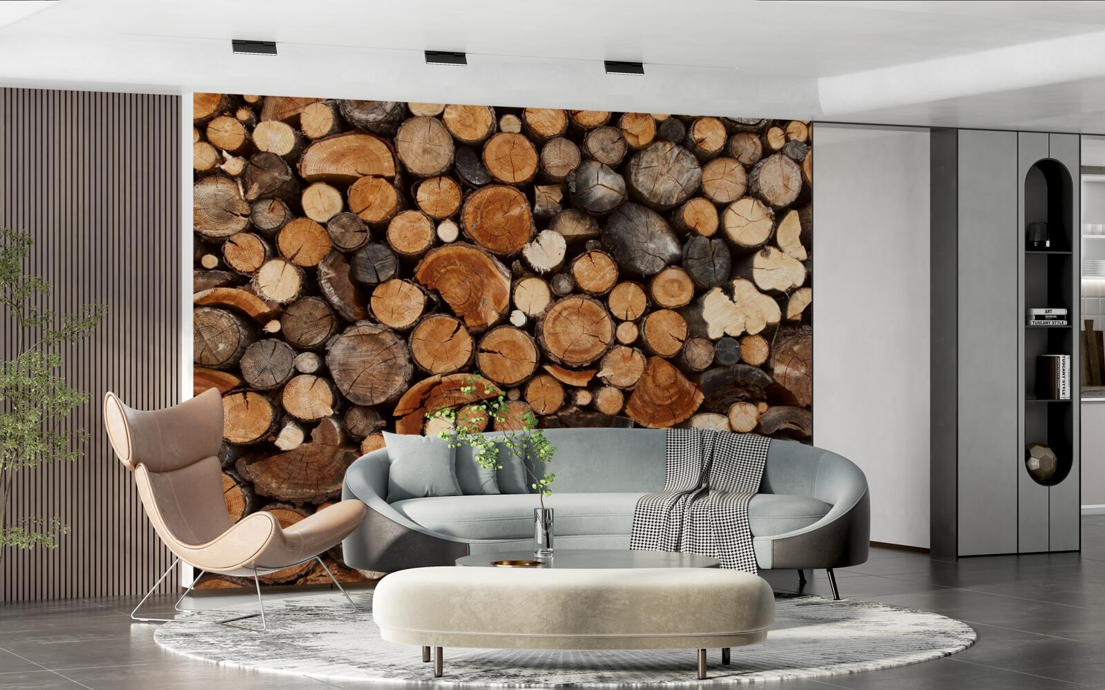 Fotobehang diverse houten stammen