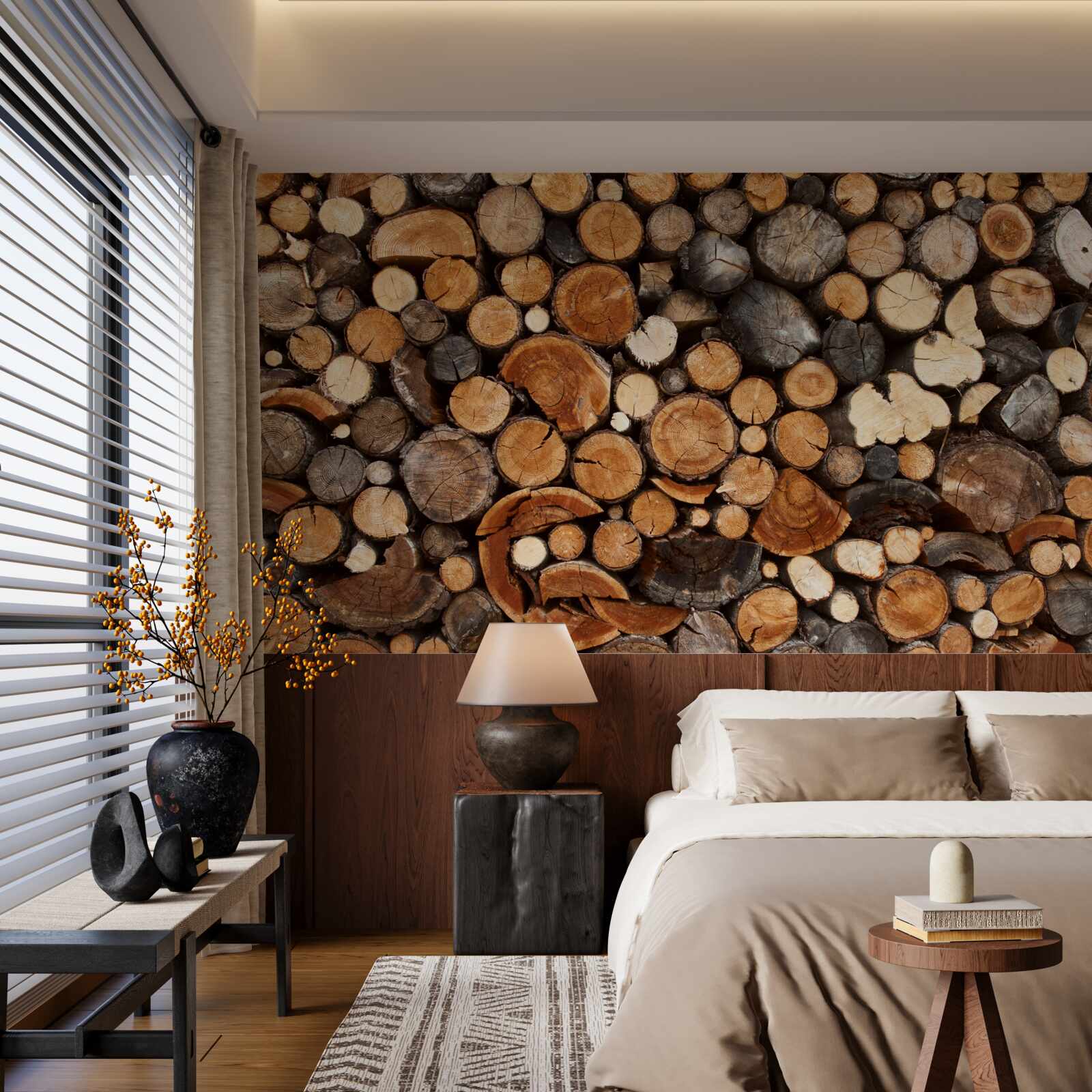 Fotobehang diverse houten stammen