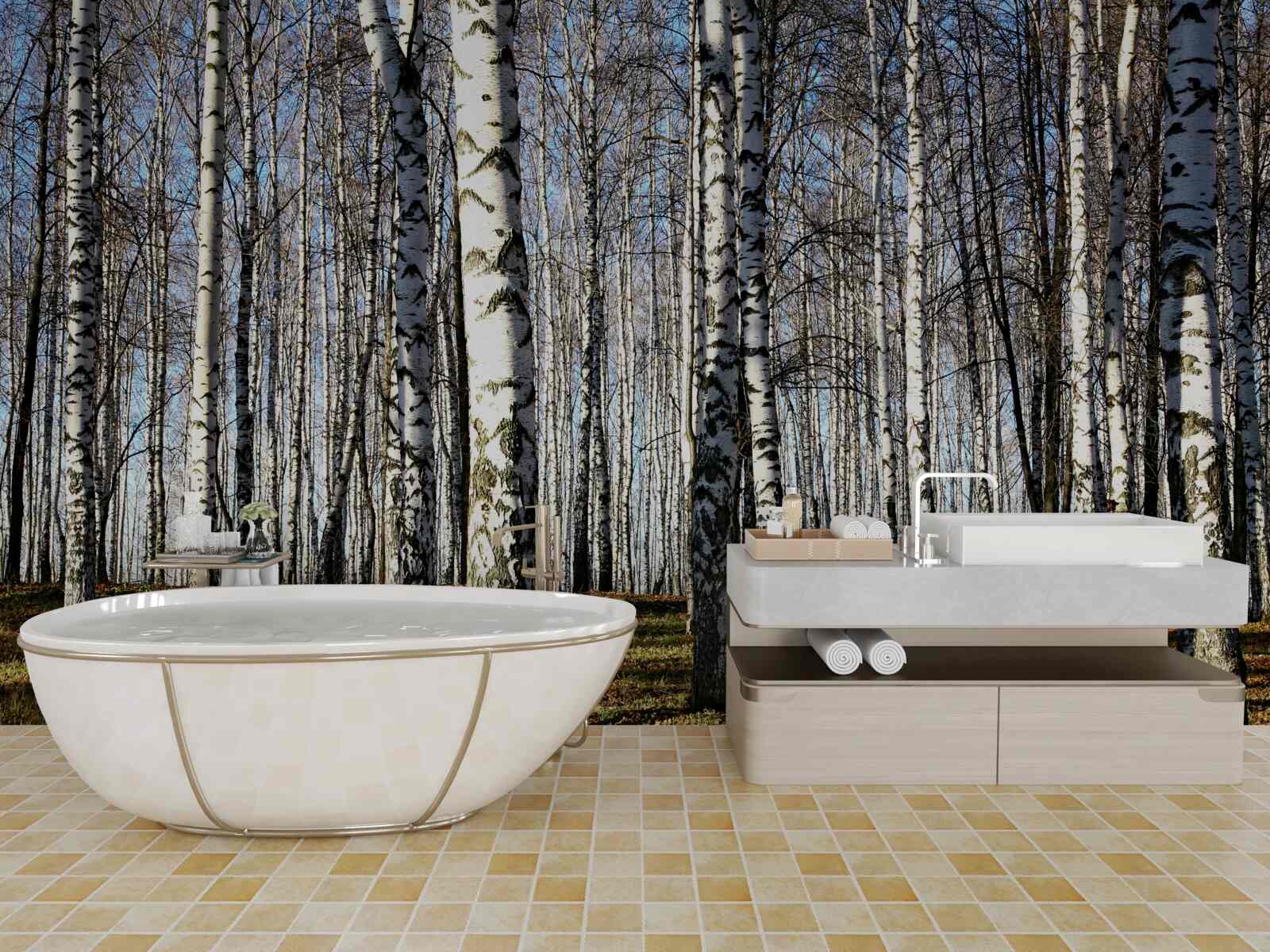 Fotobehang de bladeren zijn van de bomen gevallen