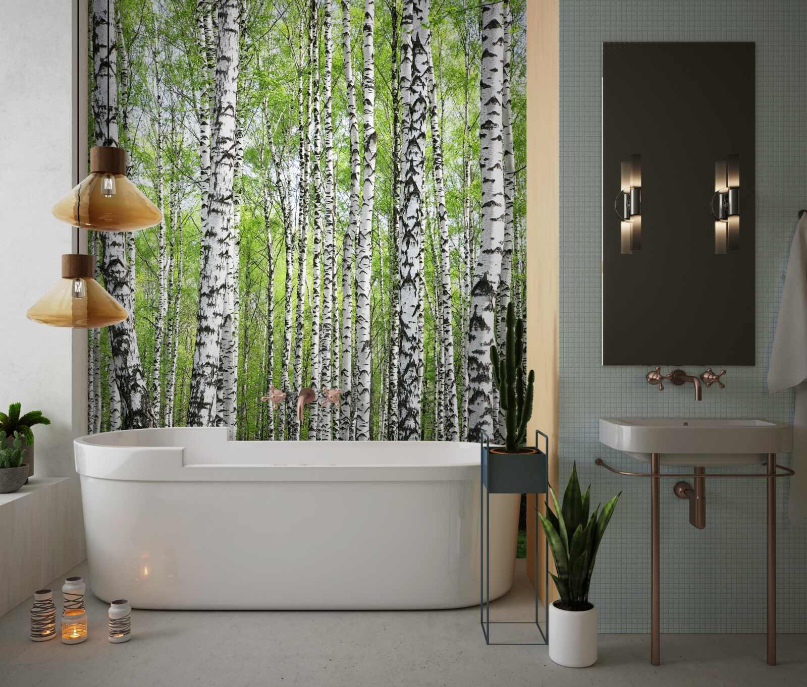 Fotobehang prachtig berkenbos