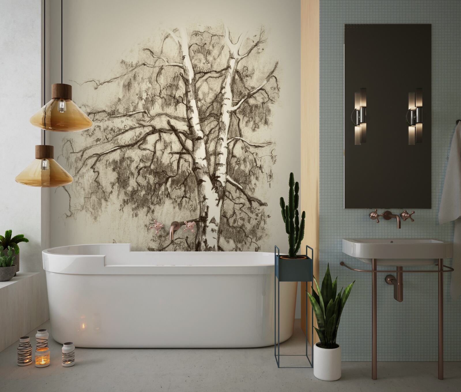 Fotobehang berkenboom op de foto