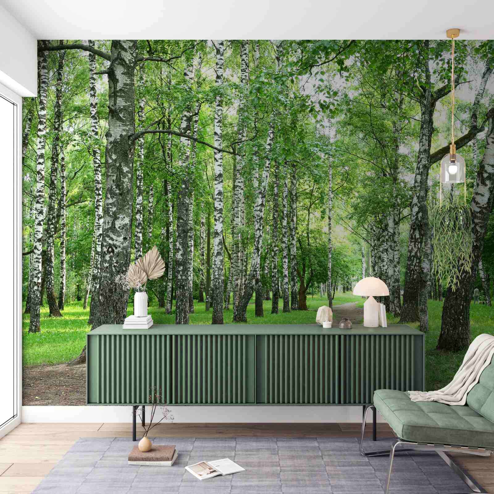 Fotobehang pad dat naar het bos leidt