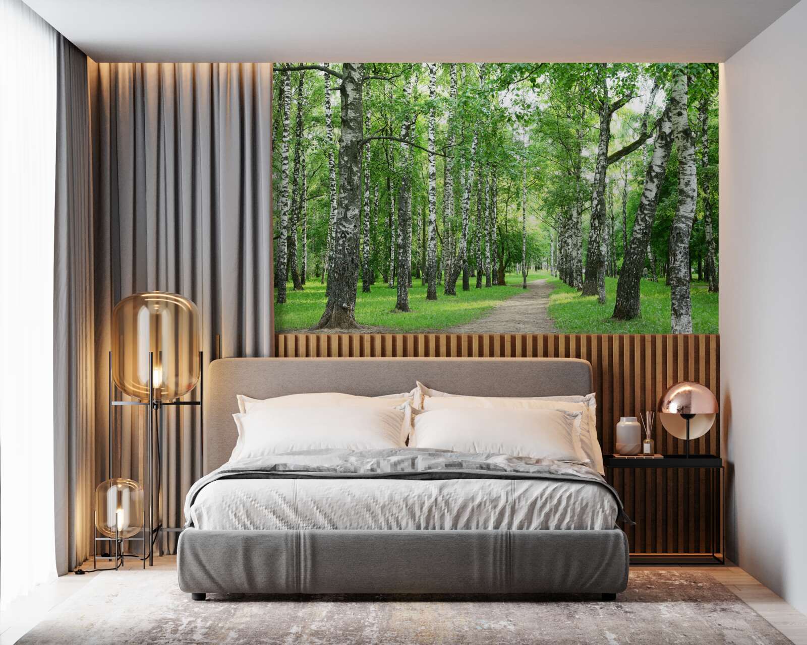 Fotobehang pad dat naar het bos leidt