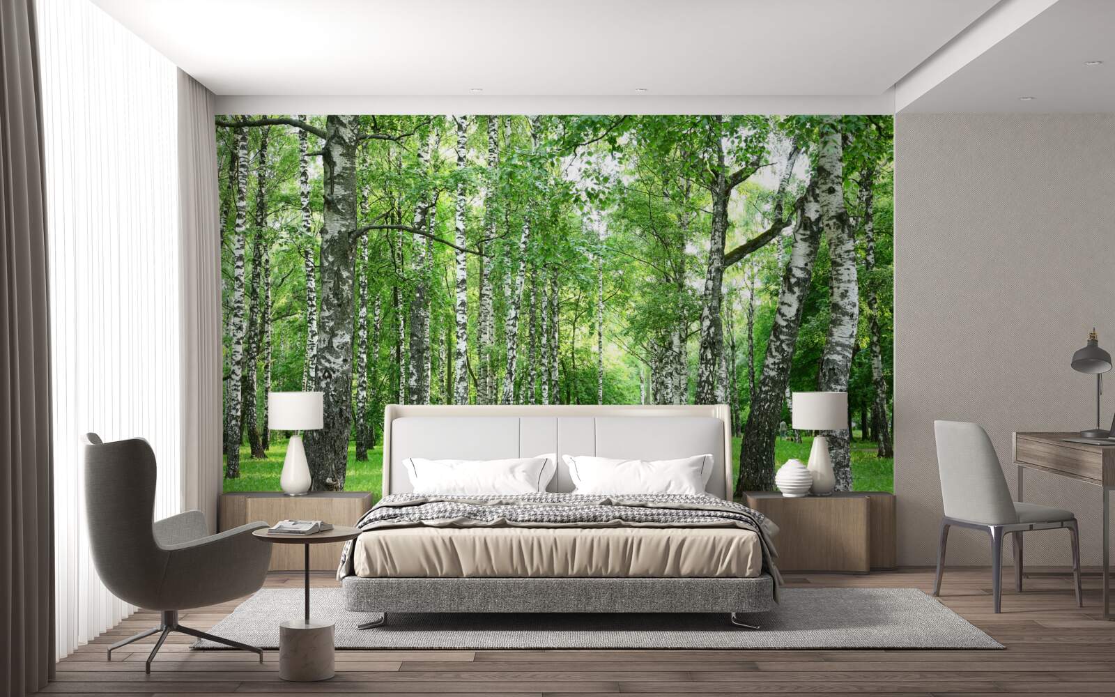 Fotobehang pad dat naar het bos leidt