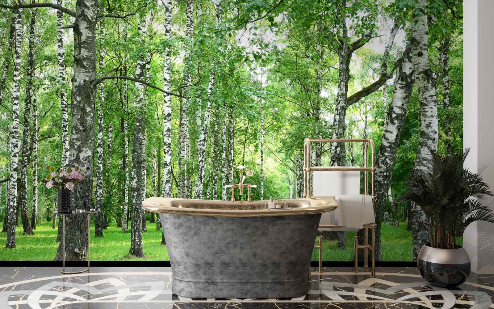 Fotobehang pad dat naar het bos leidt