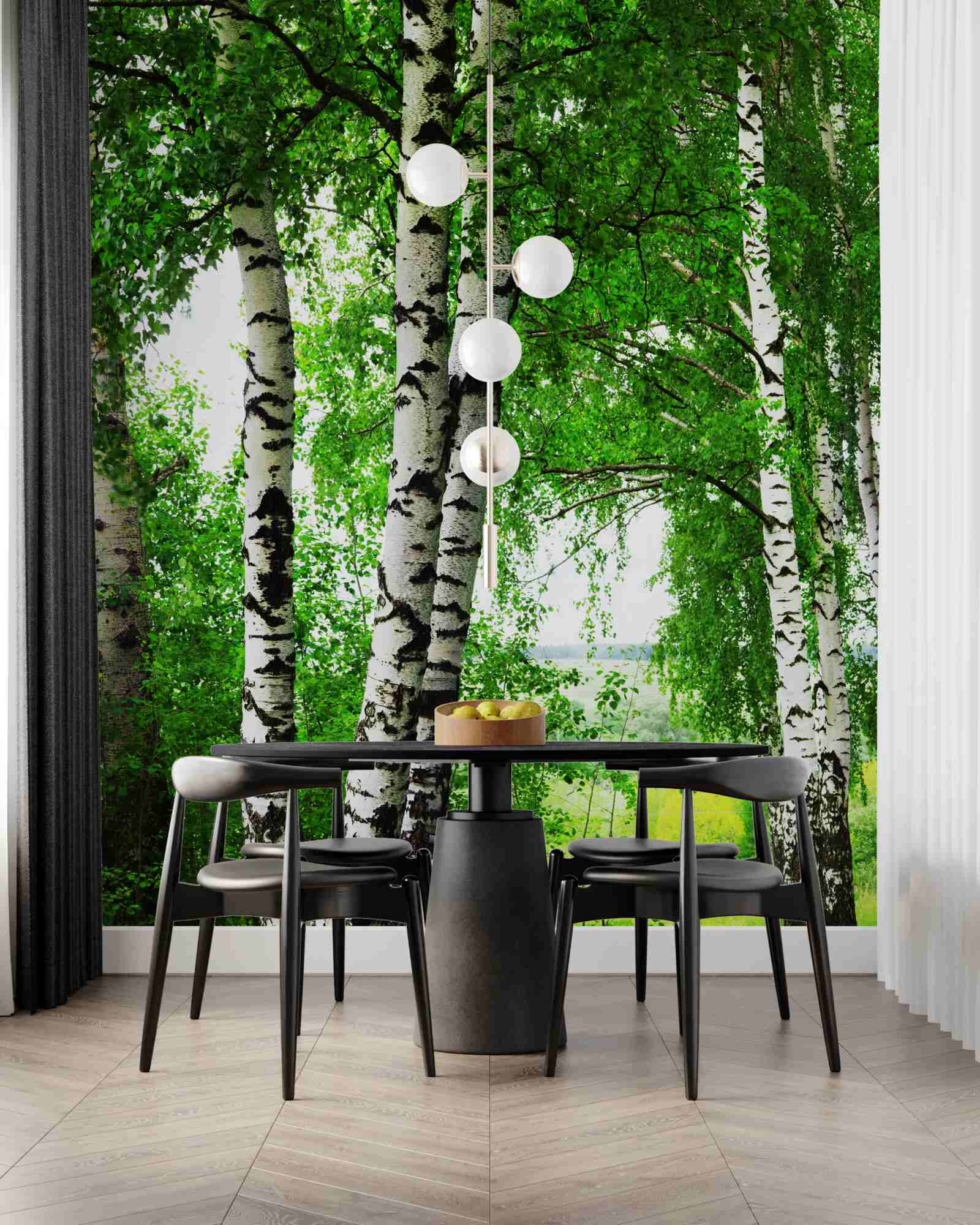 Fotobehang een bosje berkenbomen in een open plek