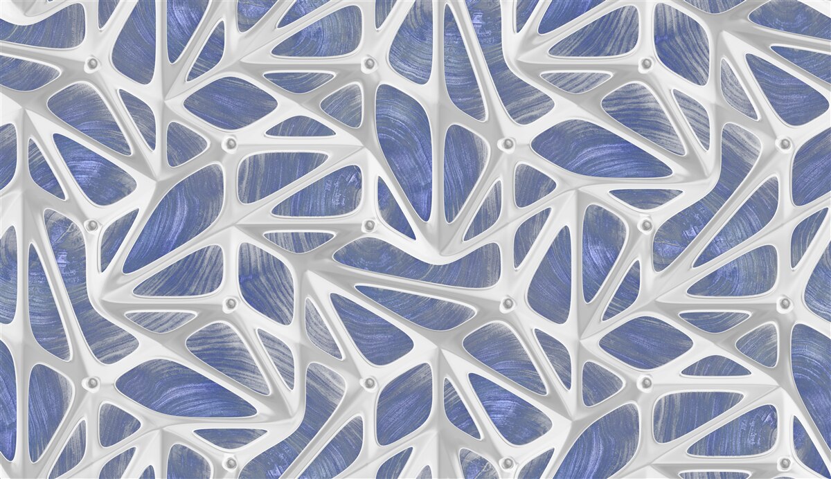 Fotobehang witte krullen op een blauwe achtergrond