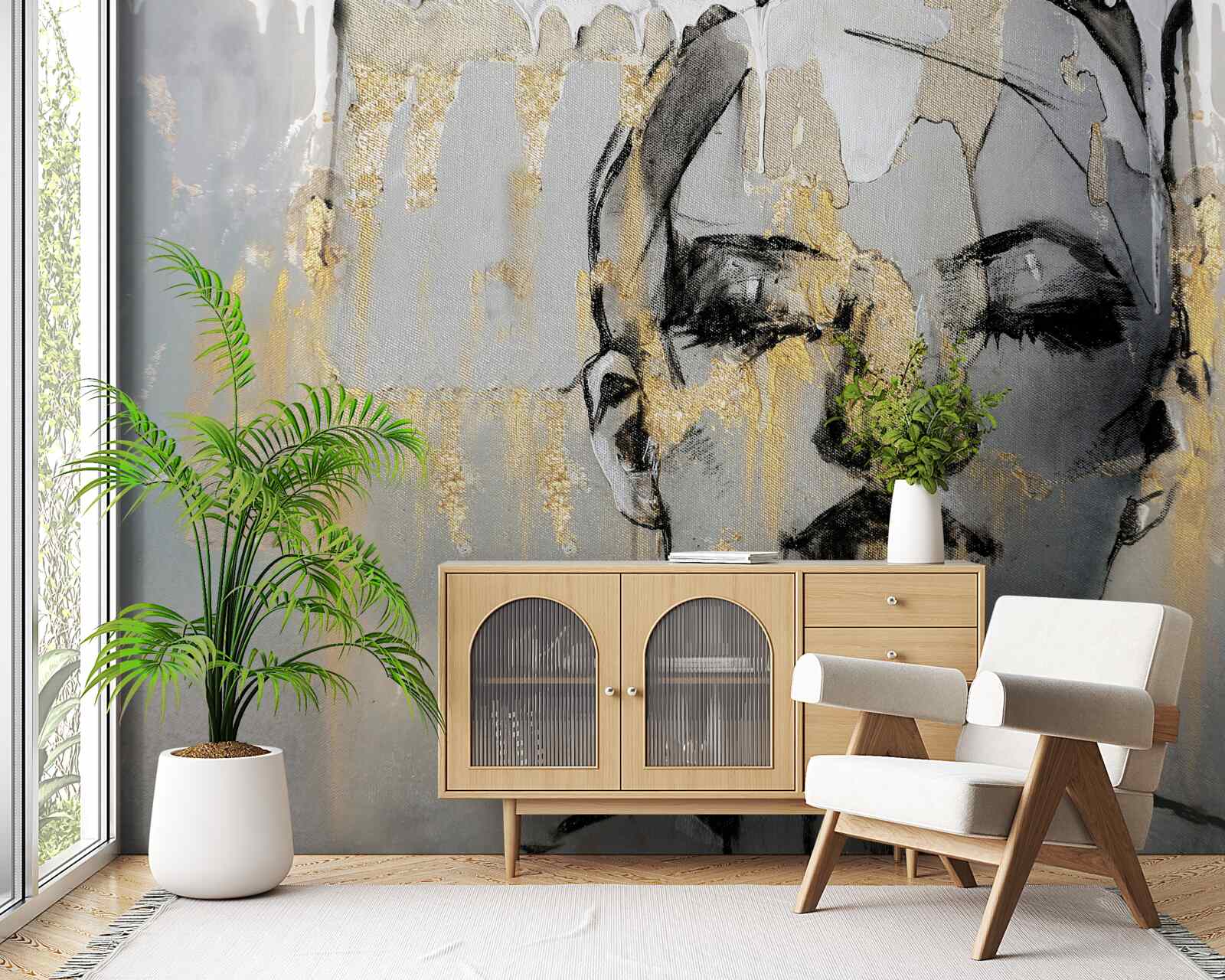 Fotobehang profielfoto van een meisje met haar ogen dicht