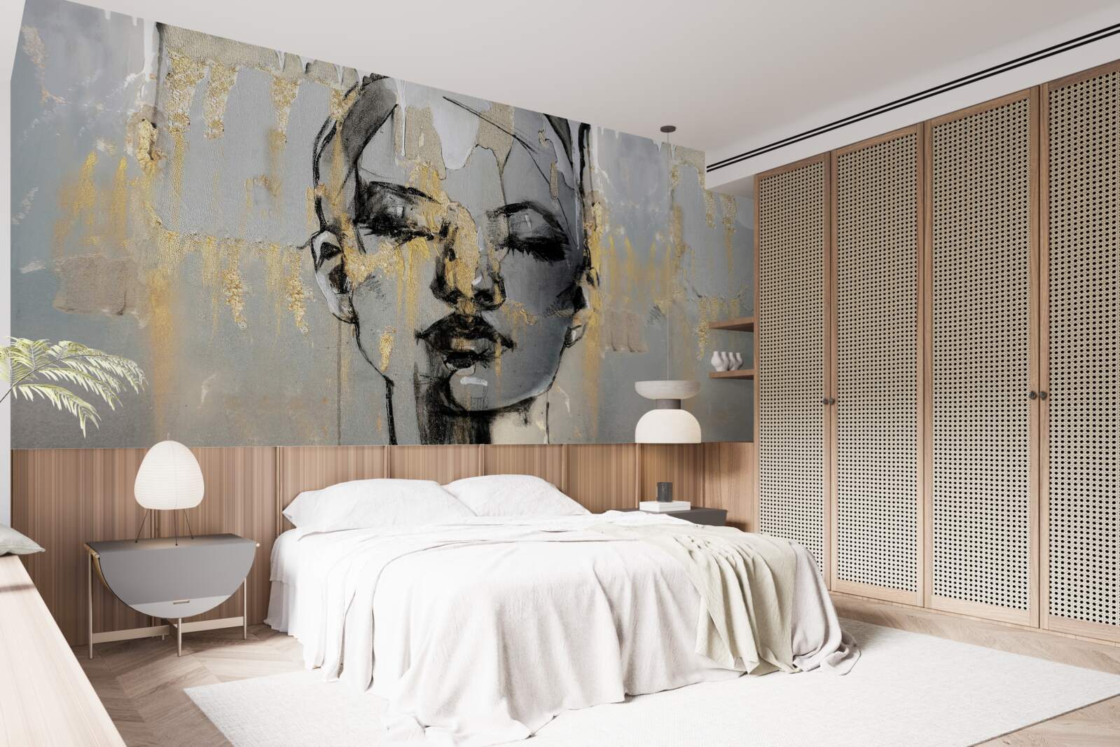 Fotobehang profielfoto van een meisje met haar ogen dicht