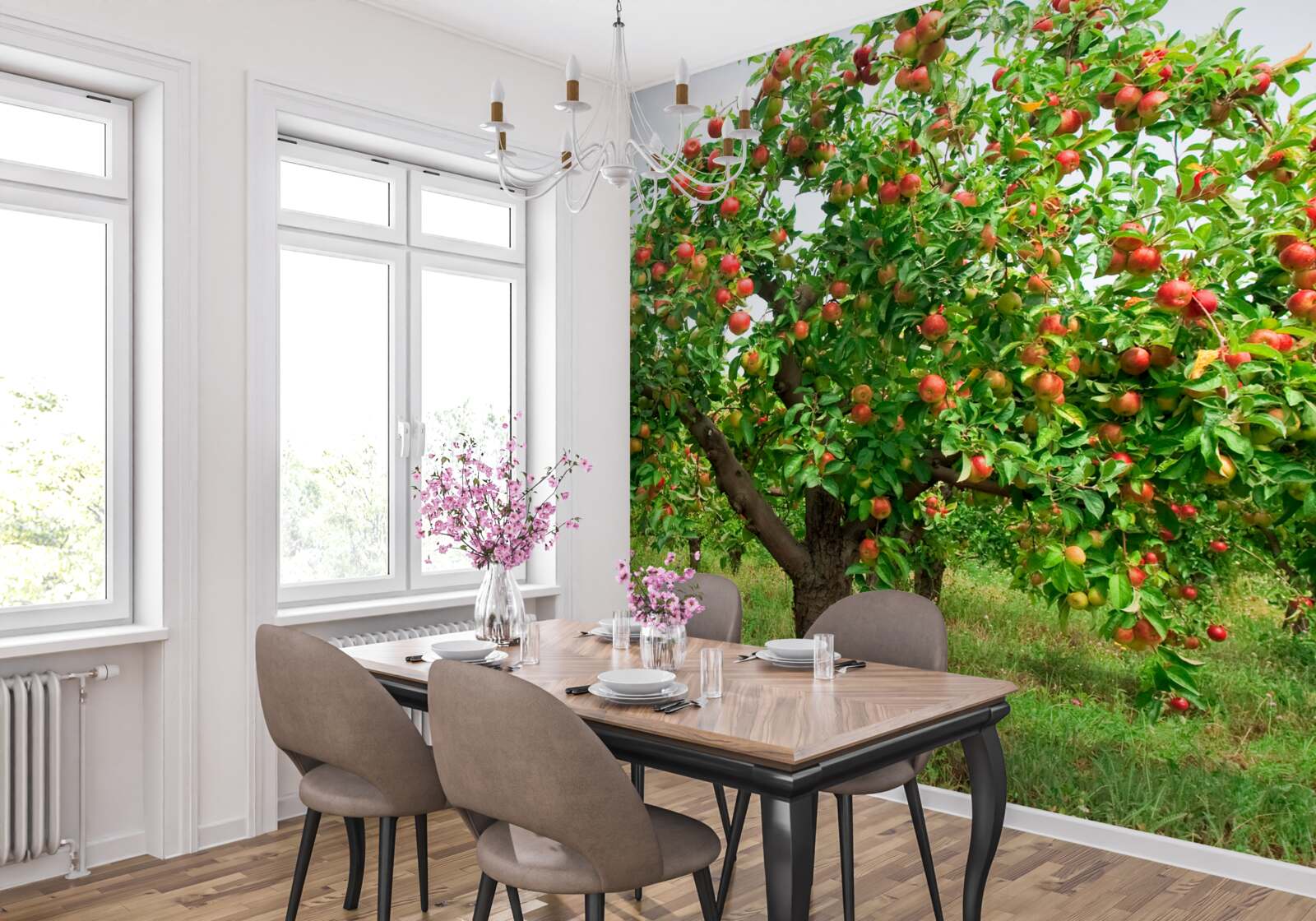 Fotobehang vruchtdragende appelboom