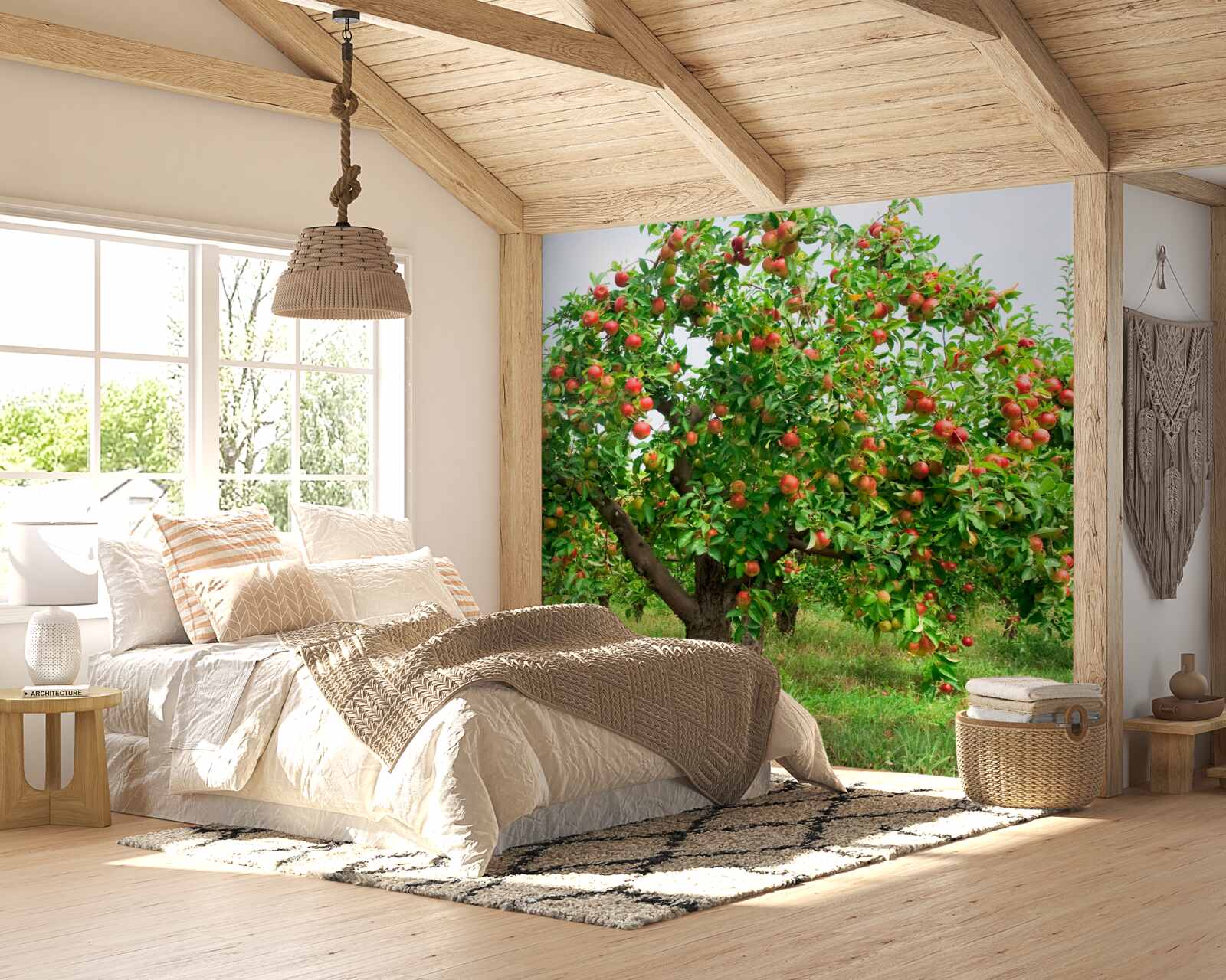 Fotobehang vruchtdragende appelboom