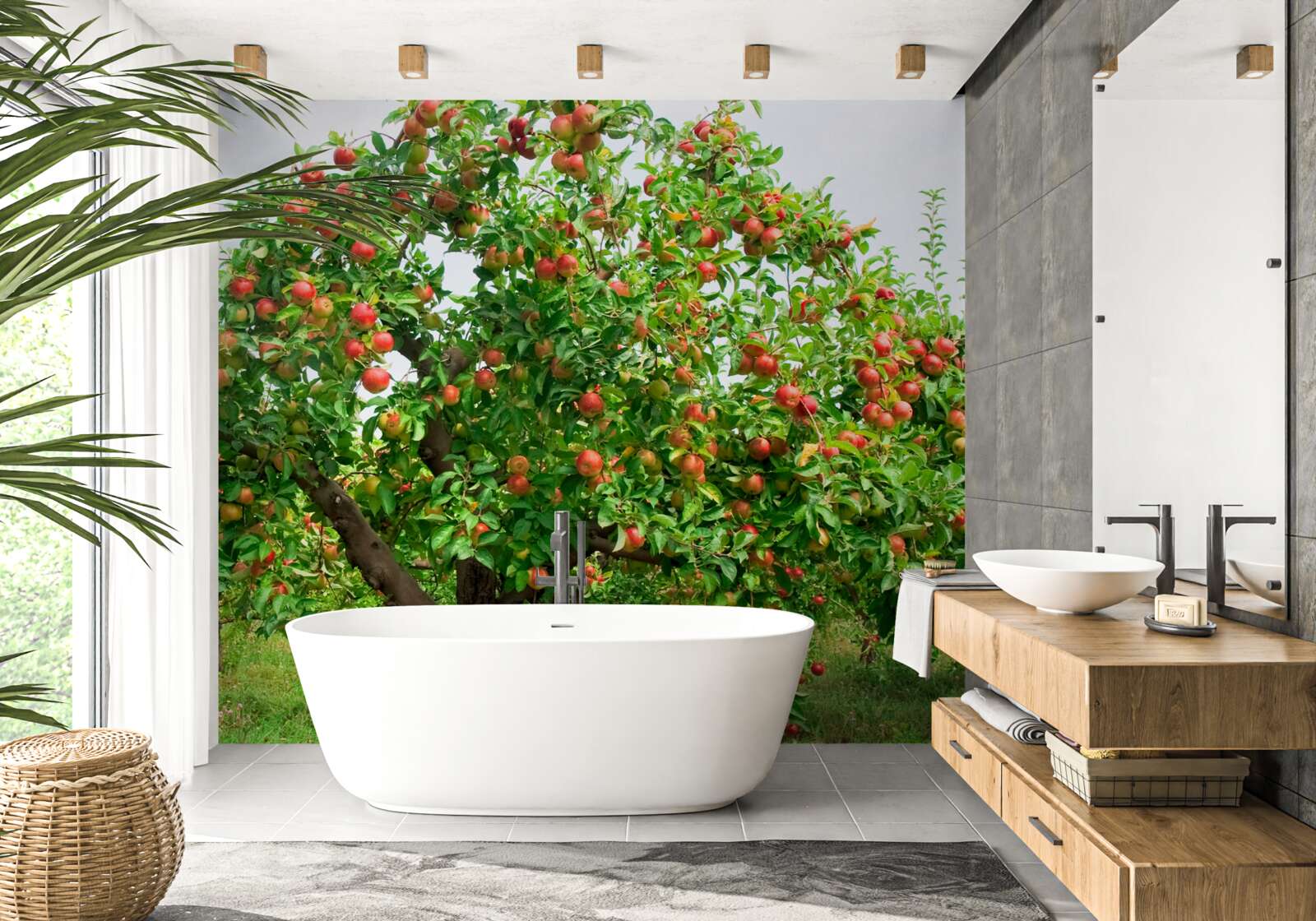 Fotobehang vruchtdragende appelboom