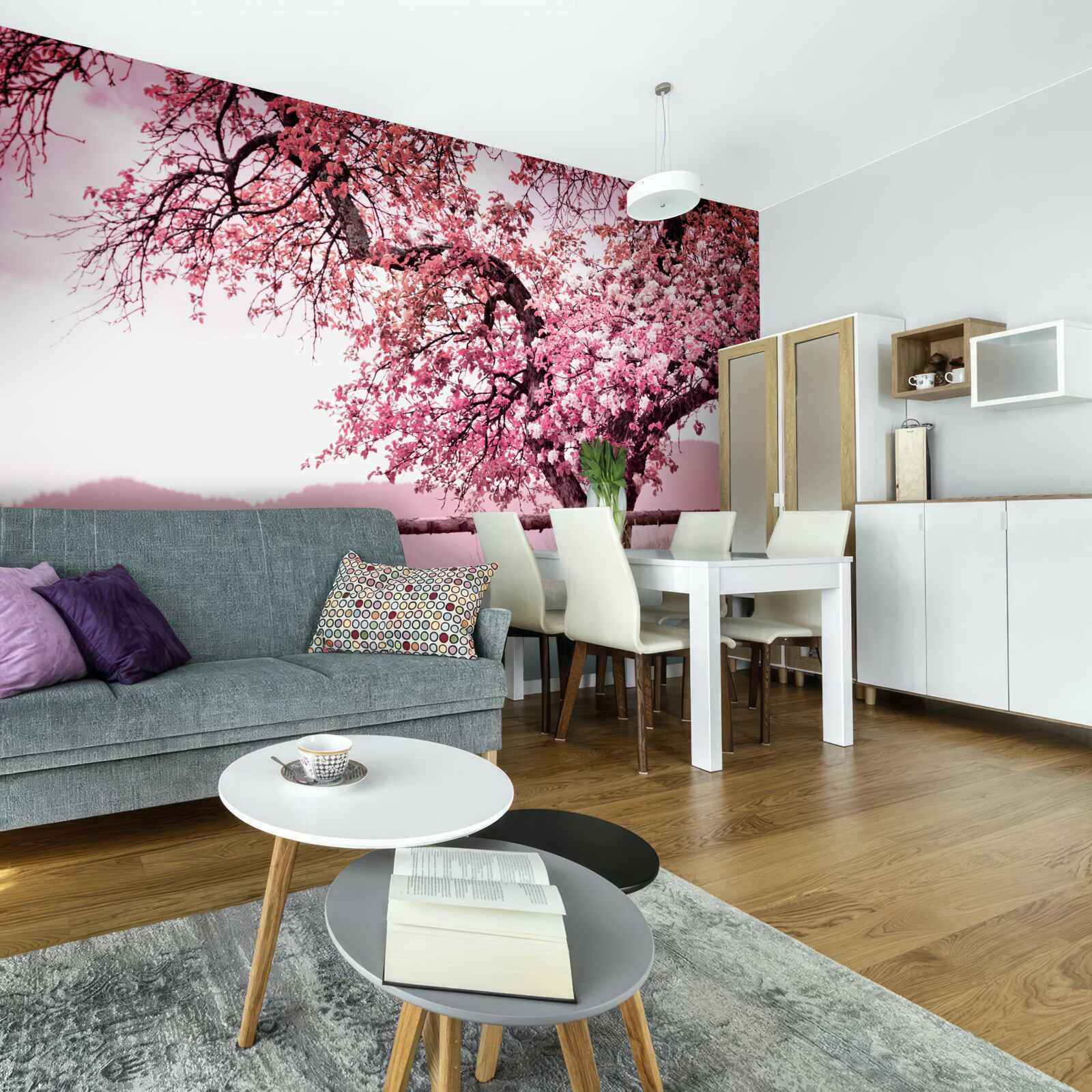 Fotobehang bloeiende sakuraboom