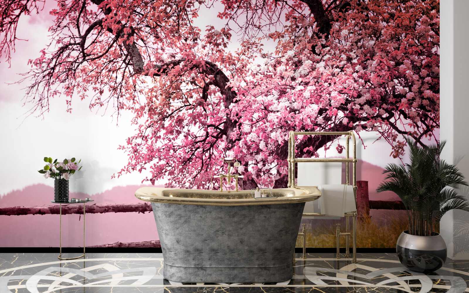 Fotobehang bloeiende sakuraboom
