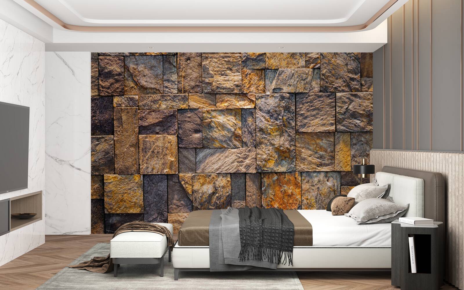 Fotobehang figuren in de vorm van rechthoeken en vierkanten van verschillende grootte