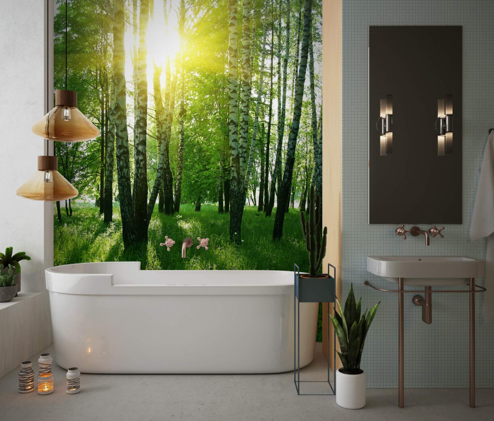 Fotobehang ochtend in het bos