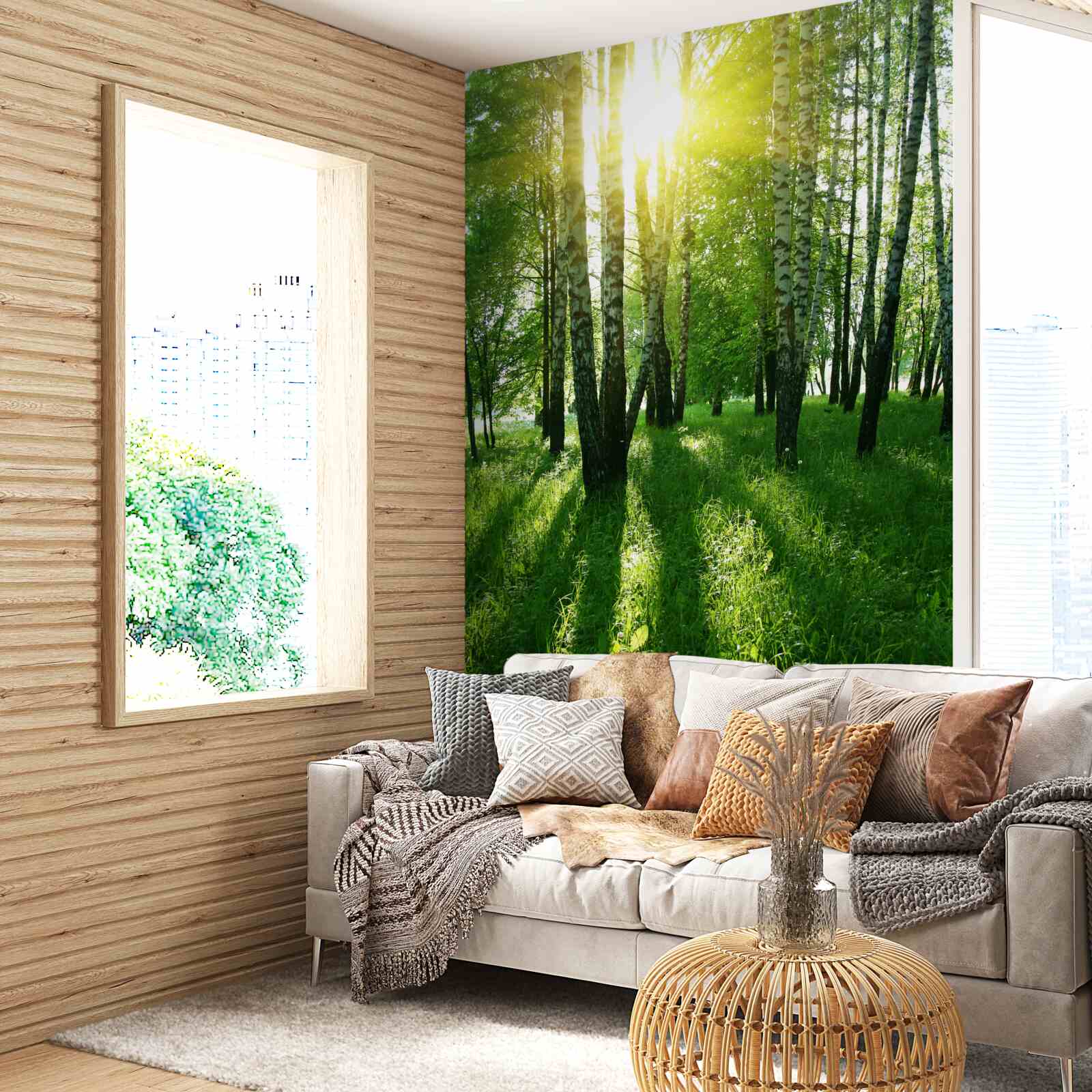 Fotobehang ochtend in het bos