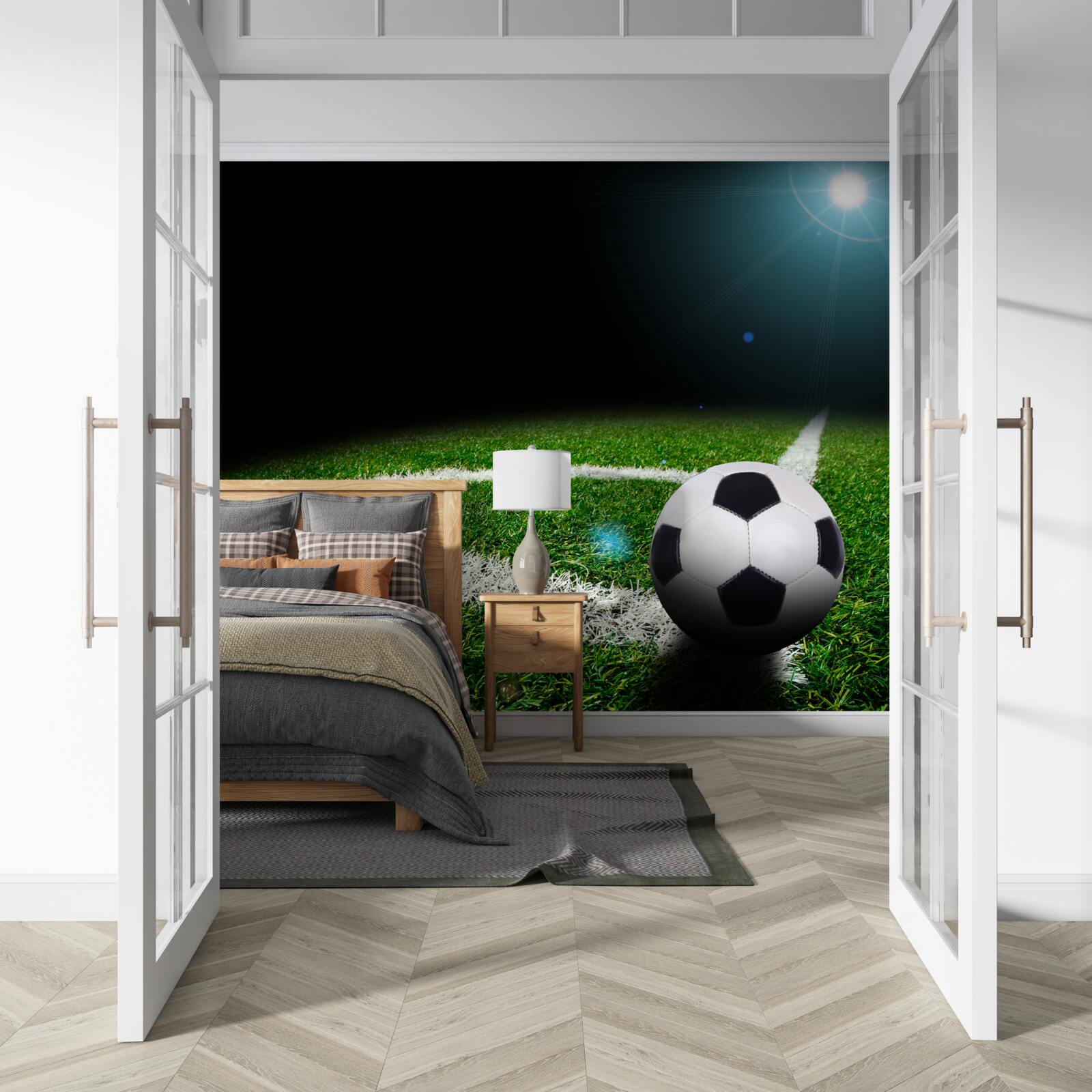 Fotobehang voetbal op het grasveld