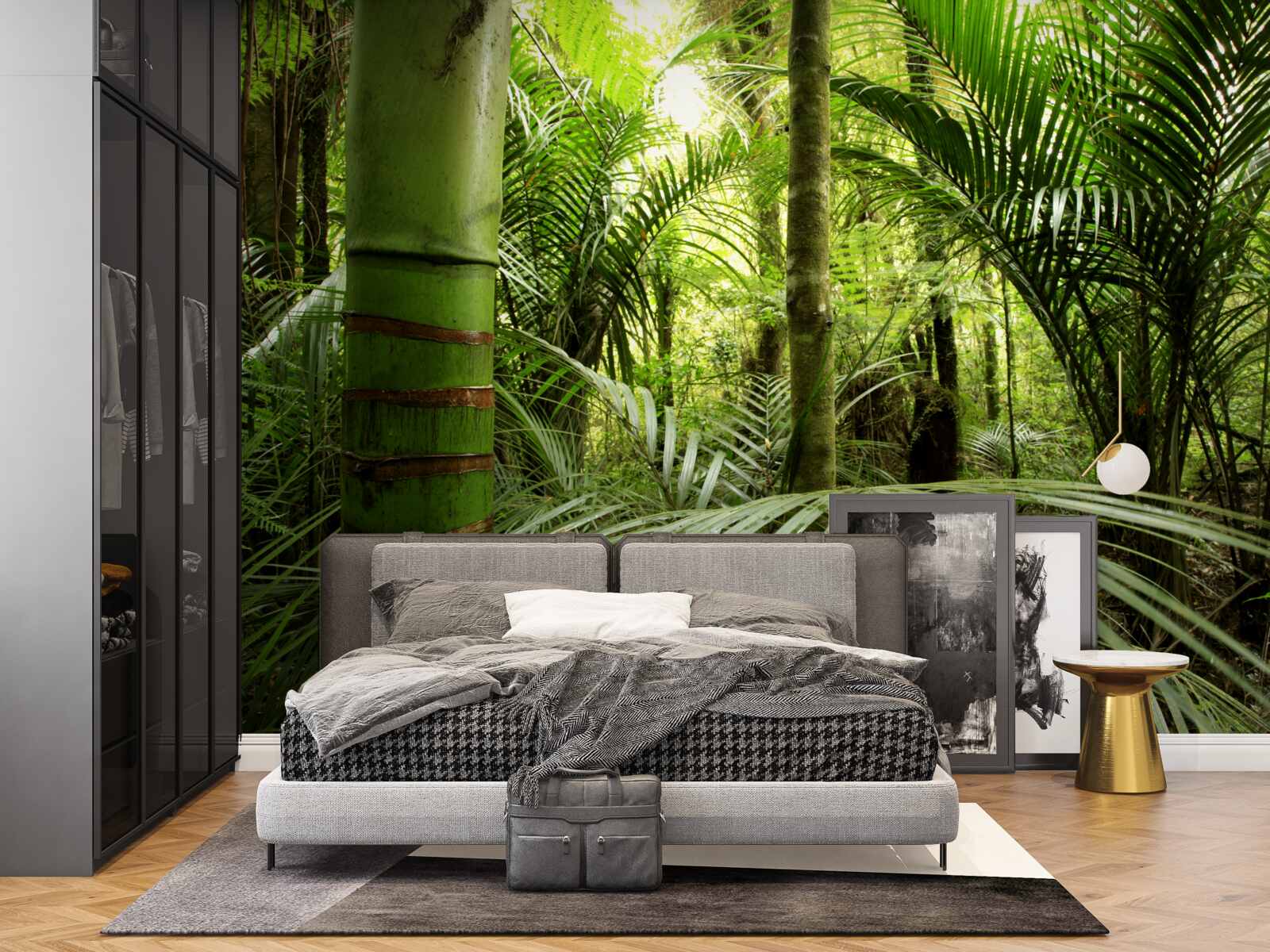 Fotobehang grote planten in een groen struikgewas