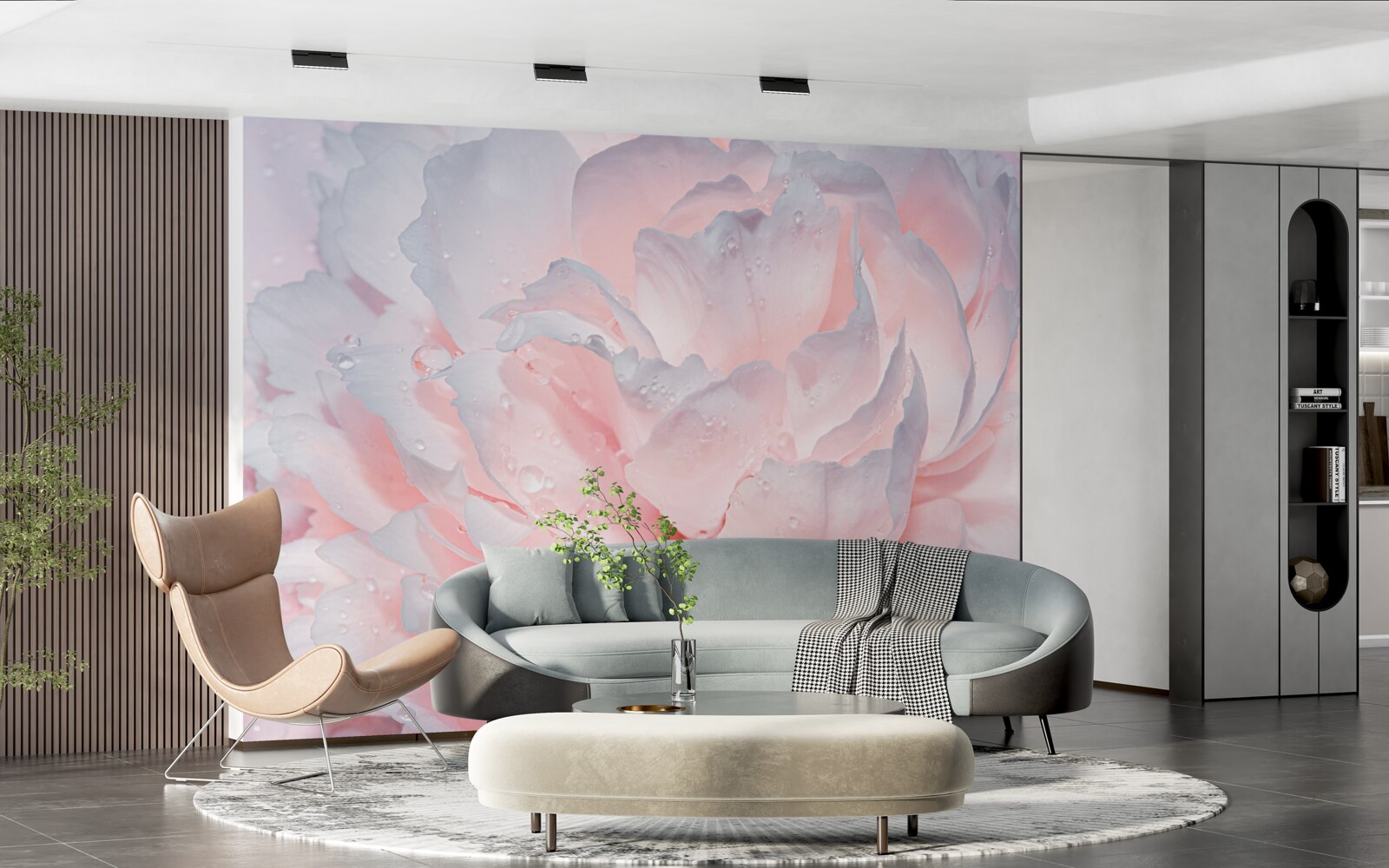 Fotobehang grote felroze pioenroos