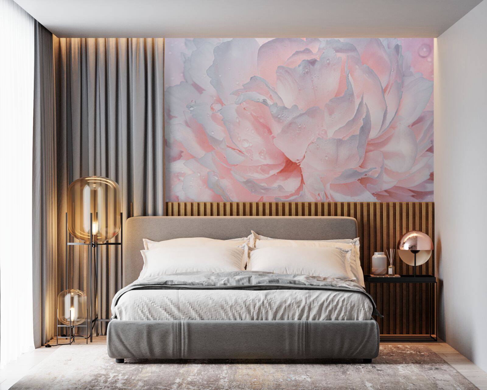 Fotobehang grote felroze pioenroos