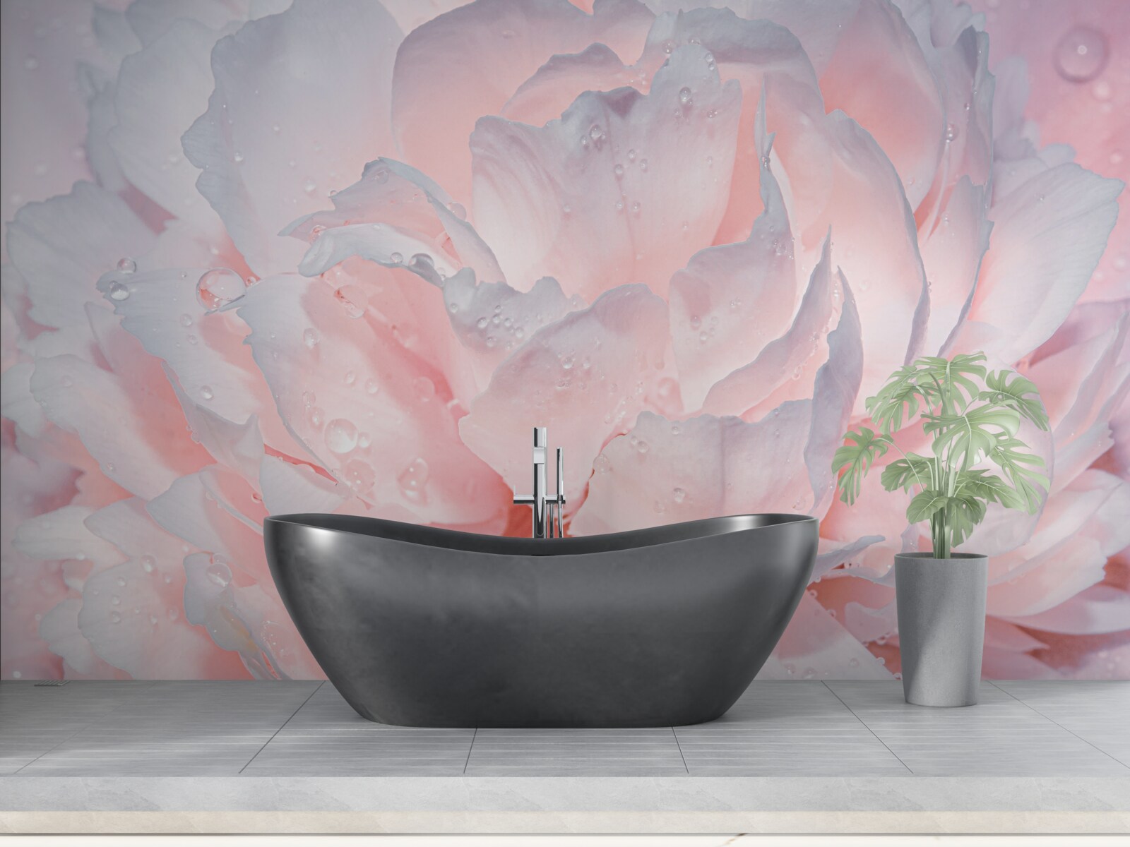 Fotobehang grote felroze pioenroos