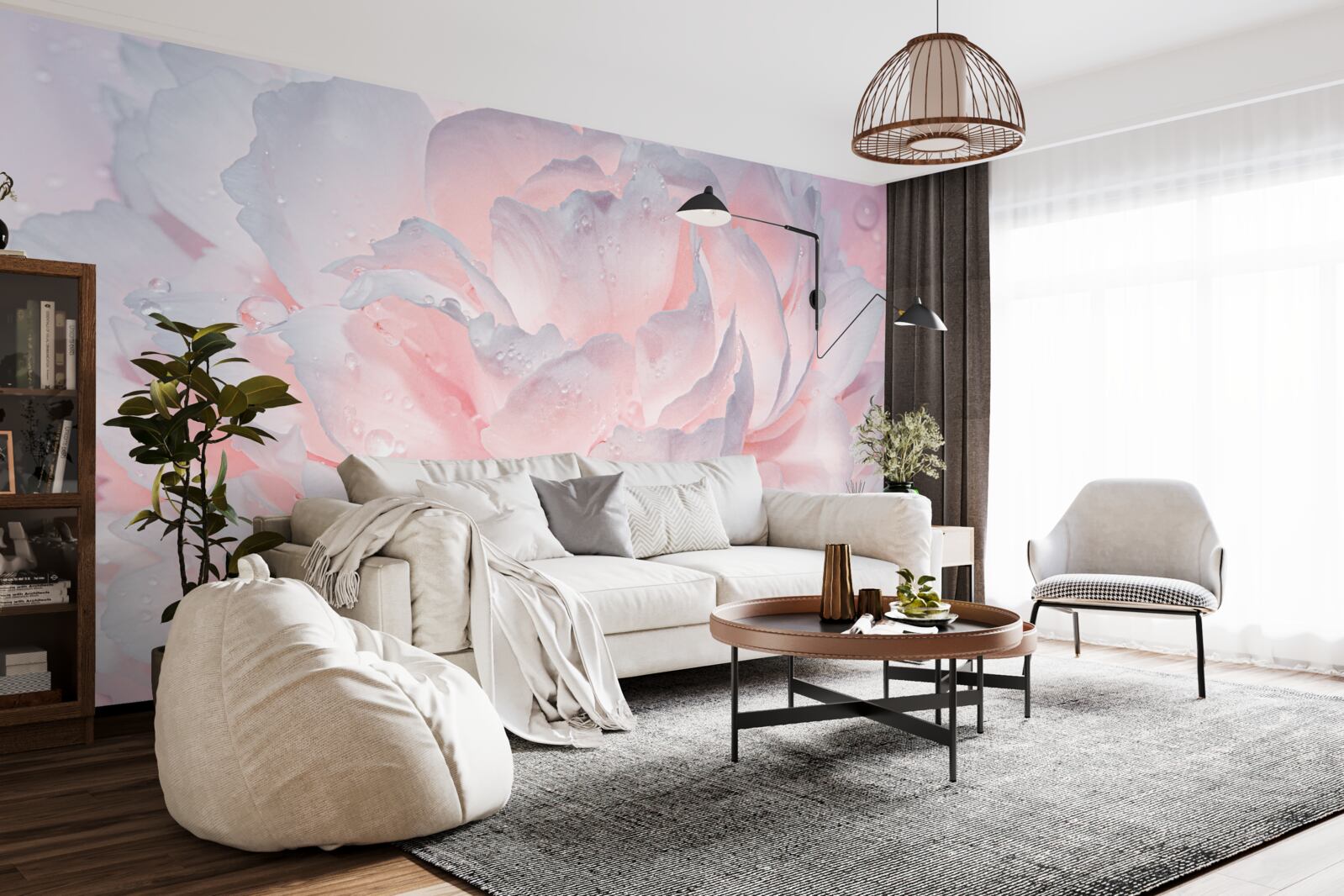 Fotobehang grote felroze pioenroos