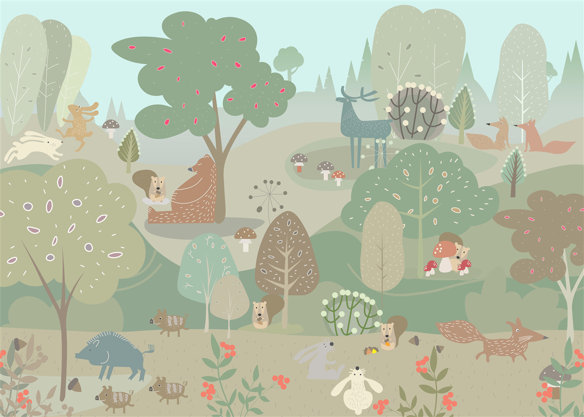 Fotobehang elk getrokken dier houdt zich bezig met zijn eigen zaken