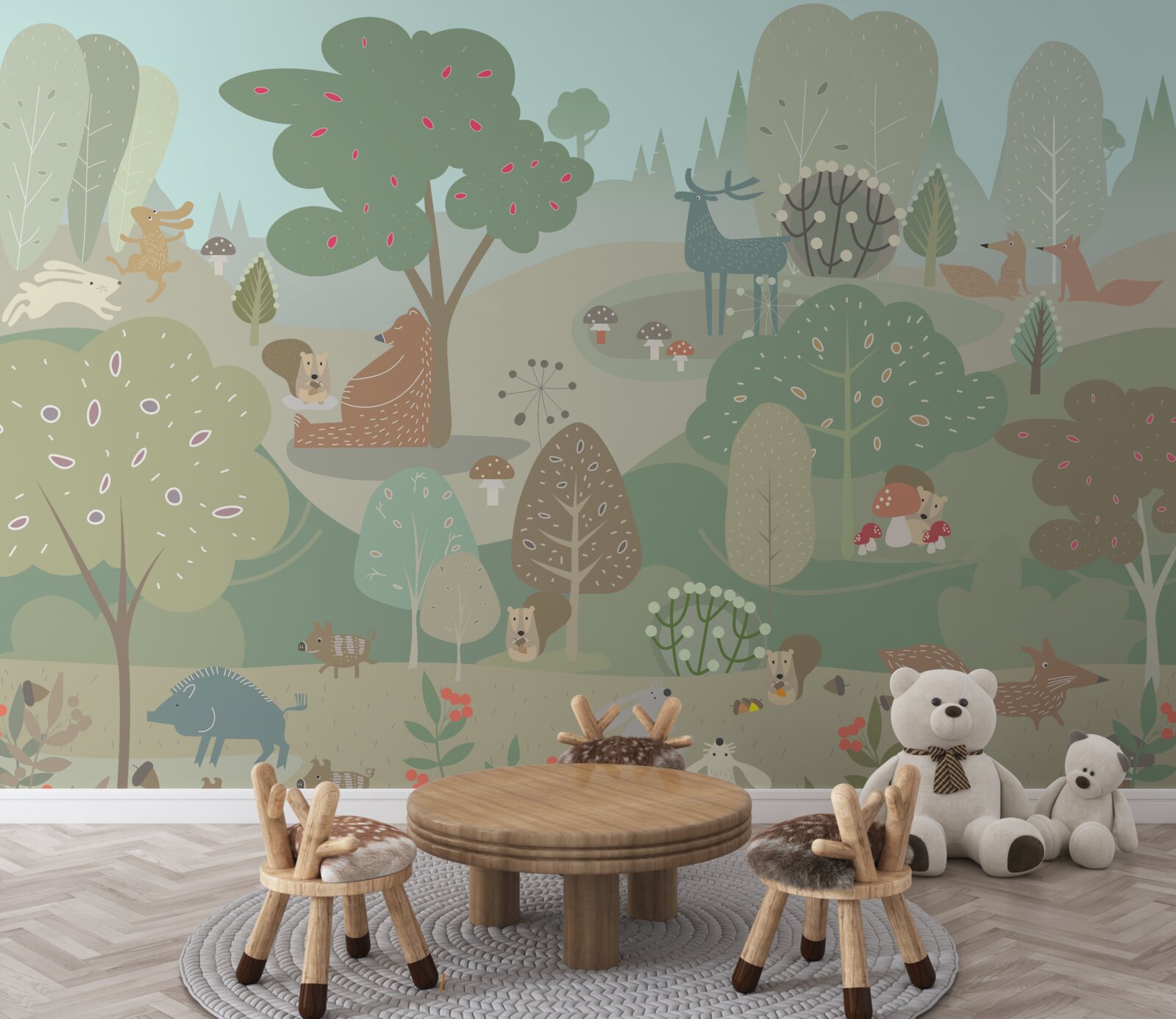 Fotobehang elk getrokken dier houdt zich bezig met zijn eigen zaken