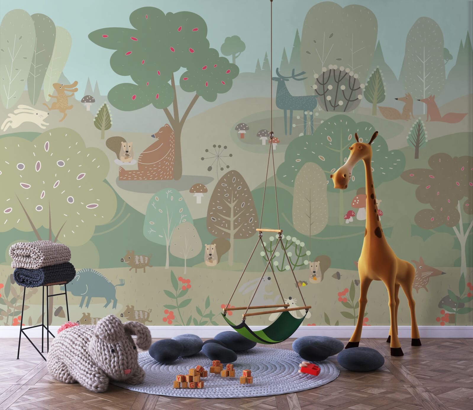 Fotobehang elk getrokken dier houdt zich bezig met zijn eigen zaken