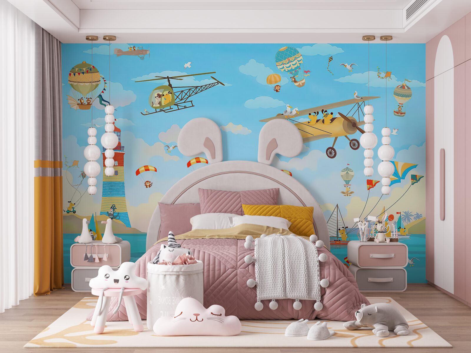 Fotobehang verschillende vormen van lucht- en watertransport