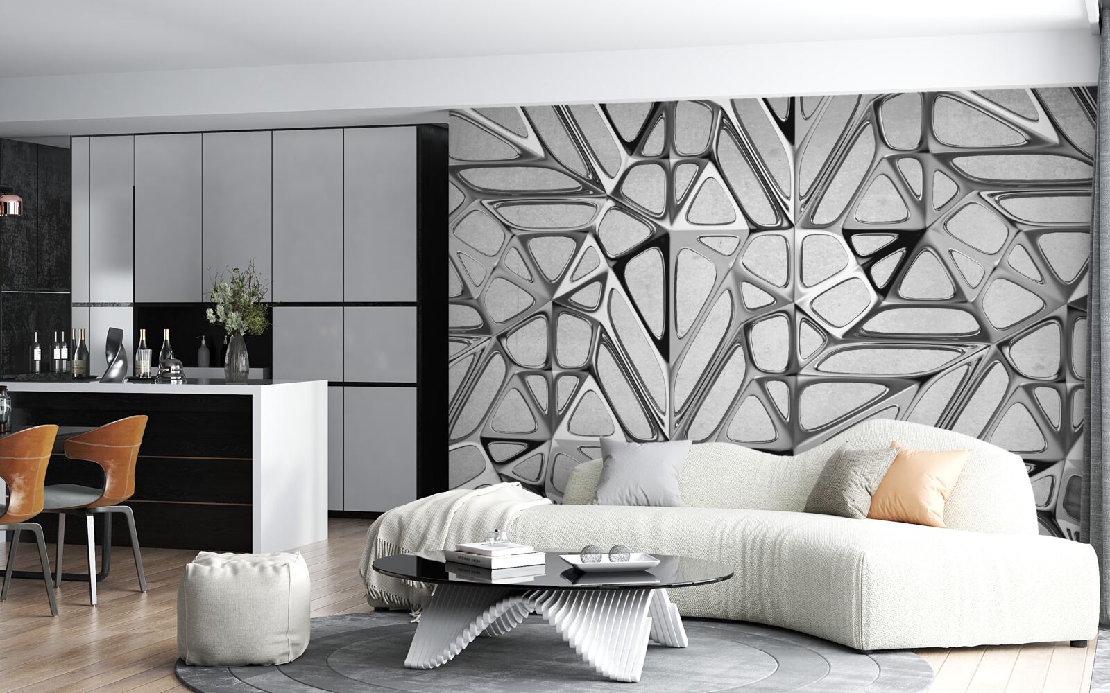 Fotobehang grijs metaal abstract