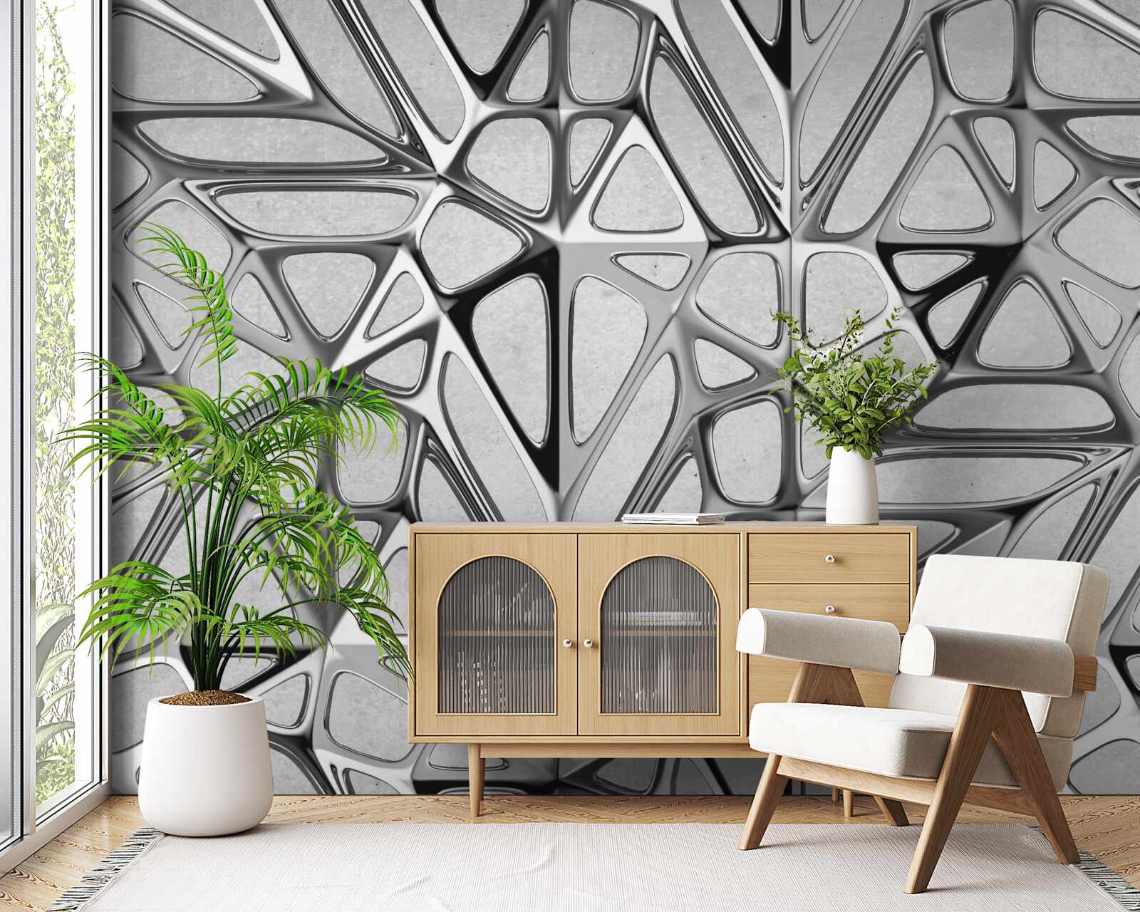 Fotobehang grijs metaal abstract