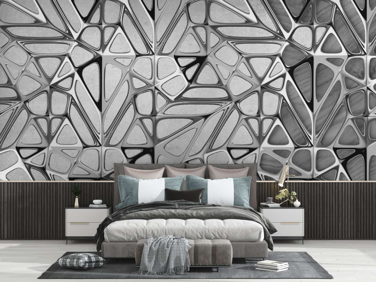 Fotobehang grijs metaal abstract