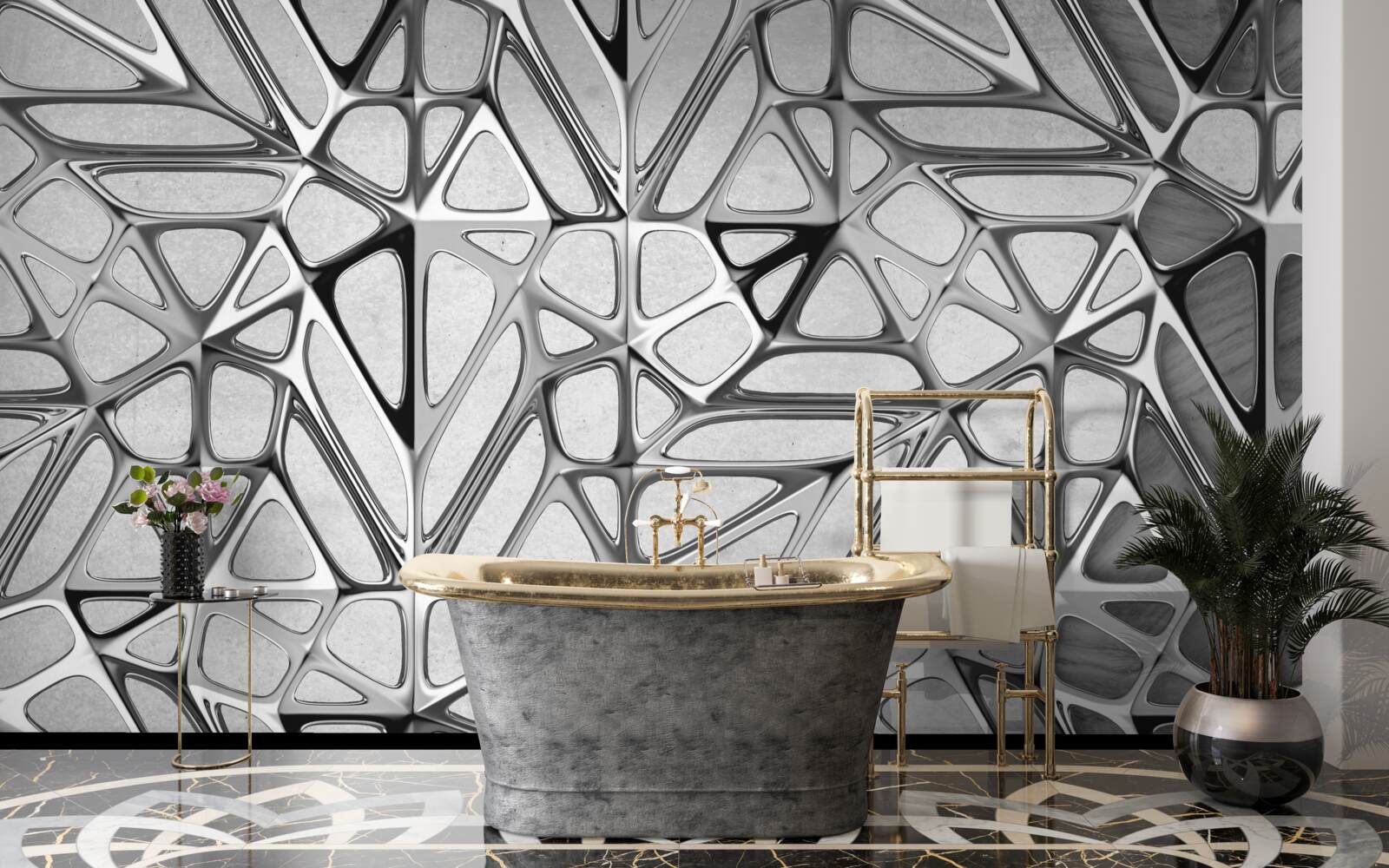 Fotobehang grijs metaal abstract