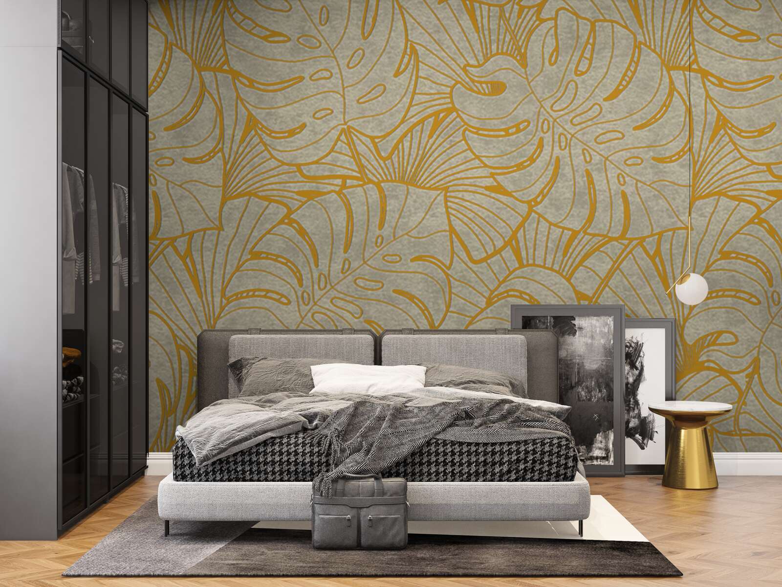 Fotobehang contouren van grote bladeren