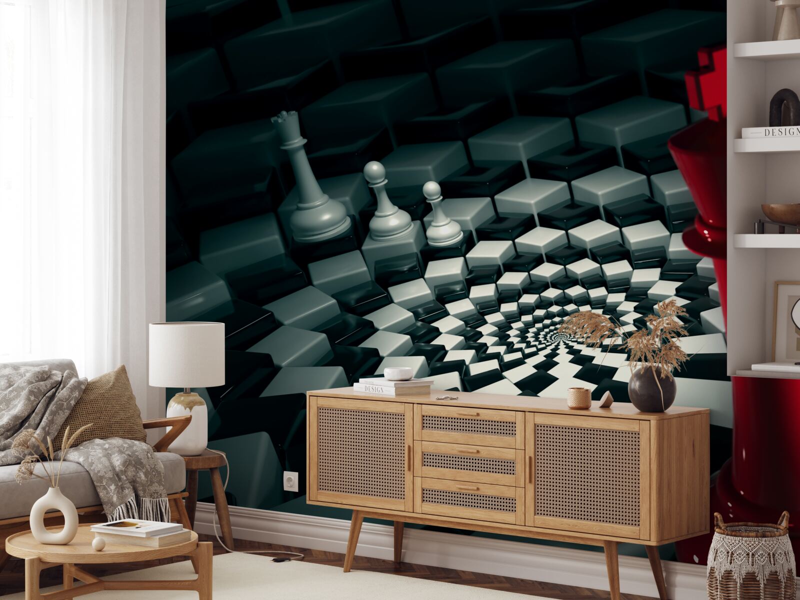 Fotobehang grote schaakstukken